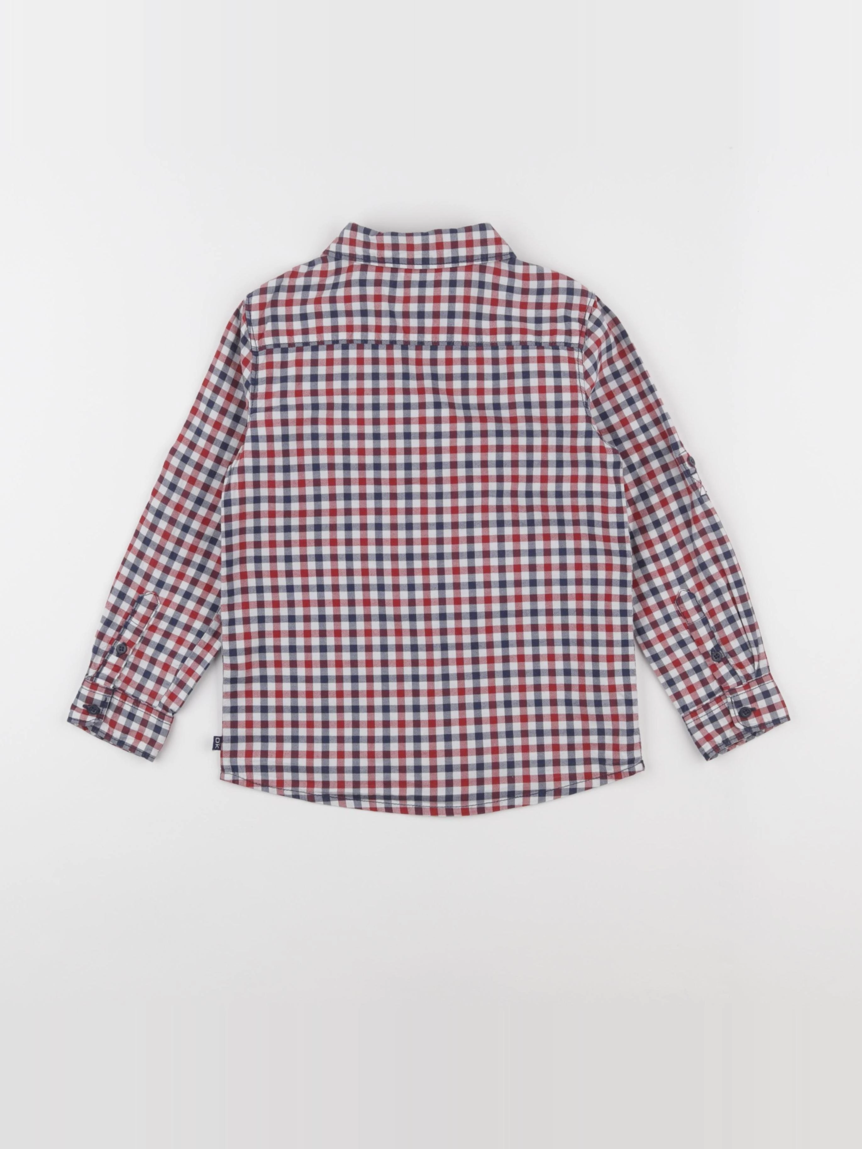 Okaidi - chemise bleu, rouge - 5 ans