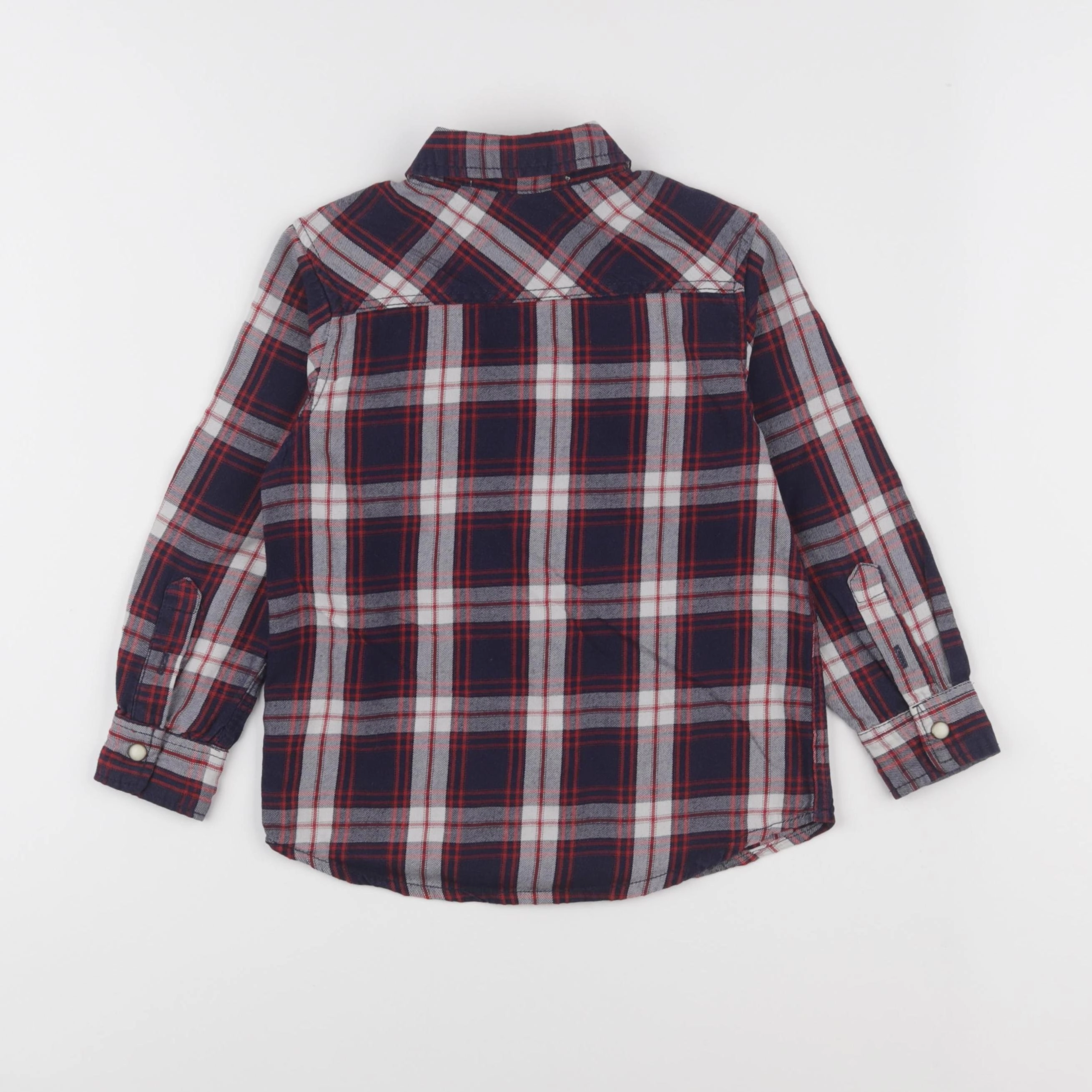 H&M - chemise bleu, rouge - 4/5 ans