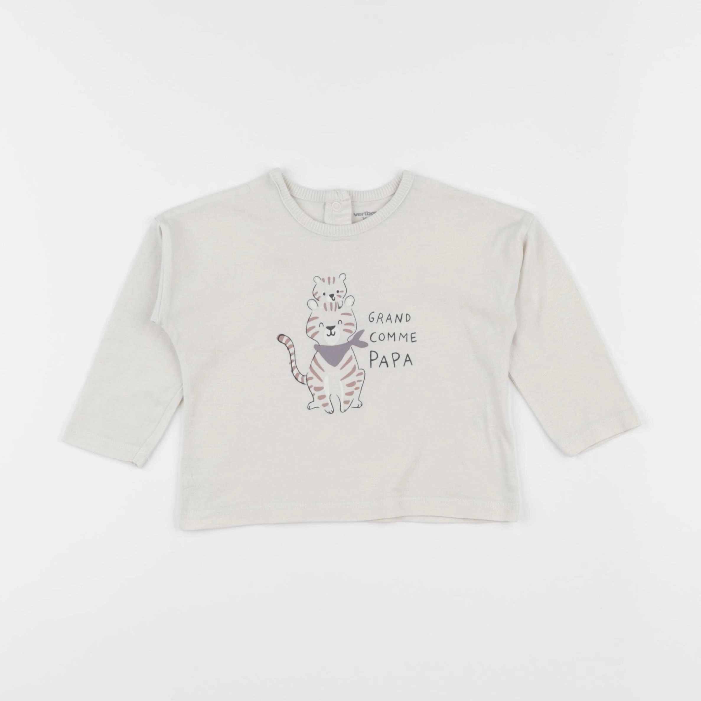 Vertbaudet - tee-shirt beige - 12 mois