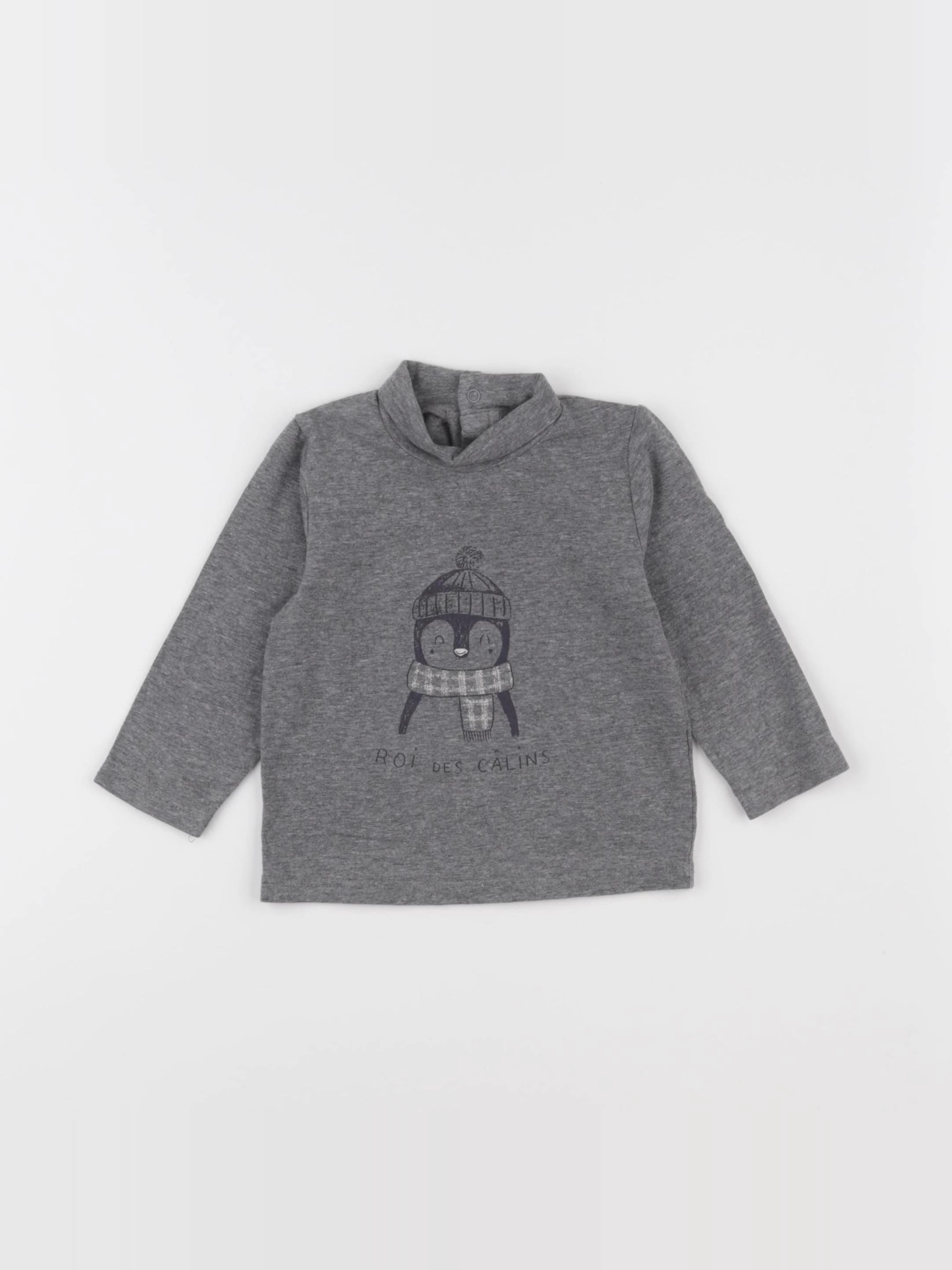 Vertbaudet - sous-pull gris - 9 mois