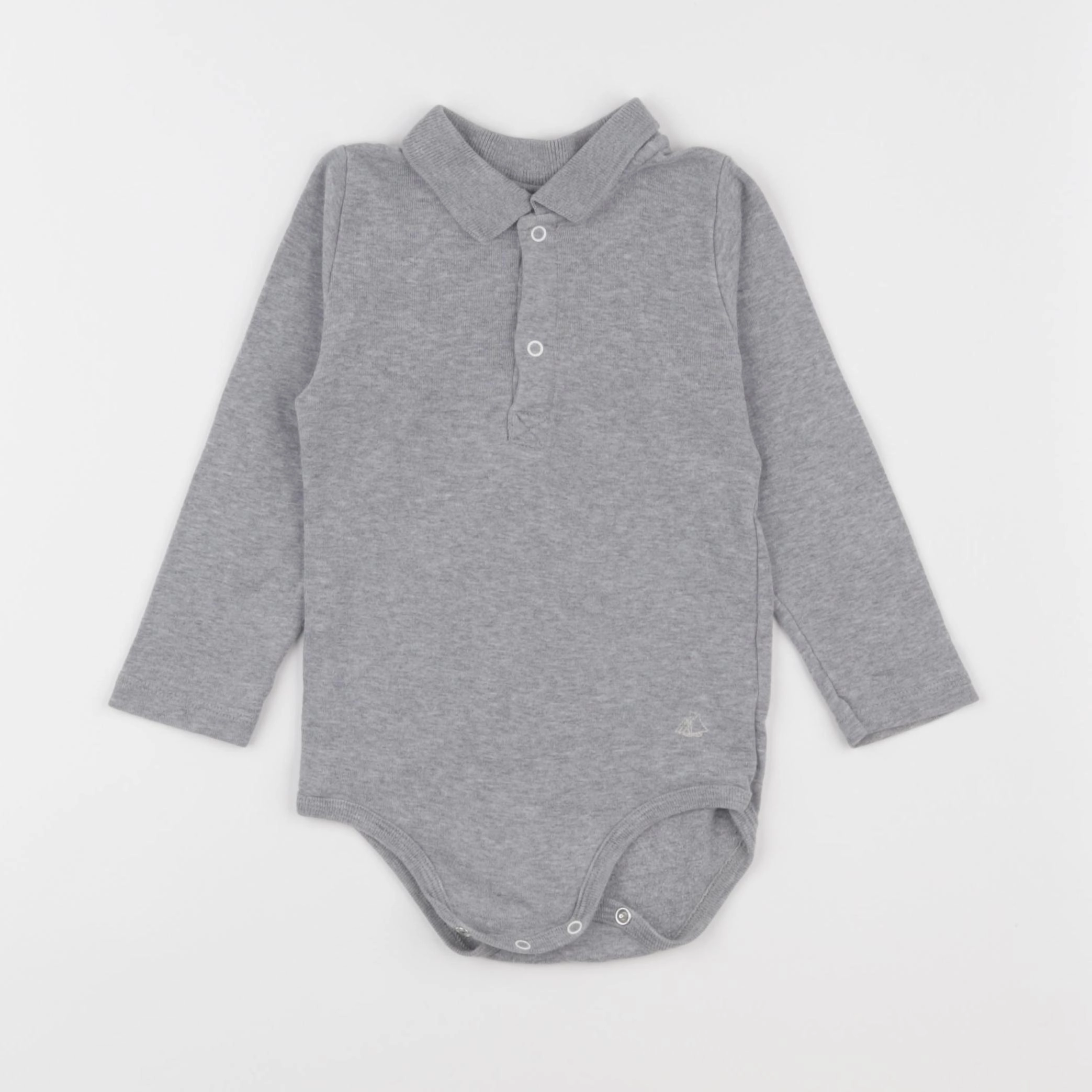 Petit Bateau - body à col gris - 2 ans