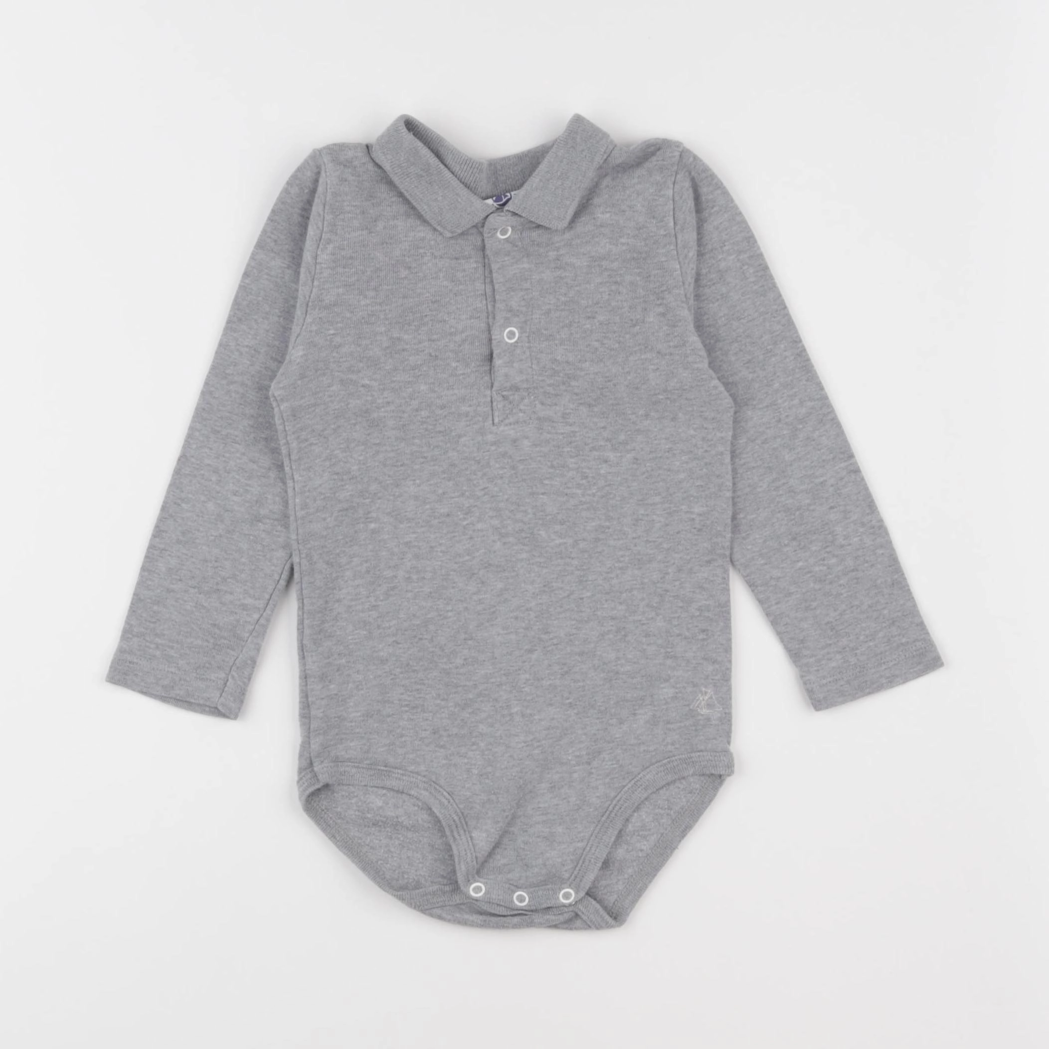 Petit Bateau - body à col gris - 2 ans