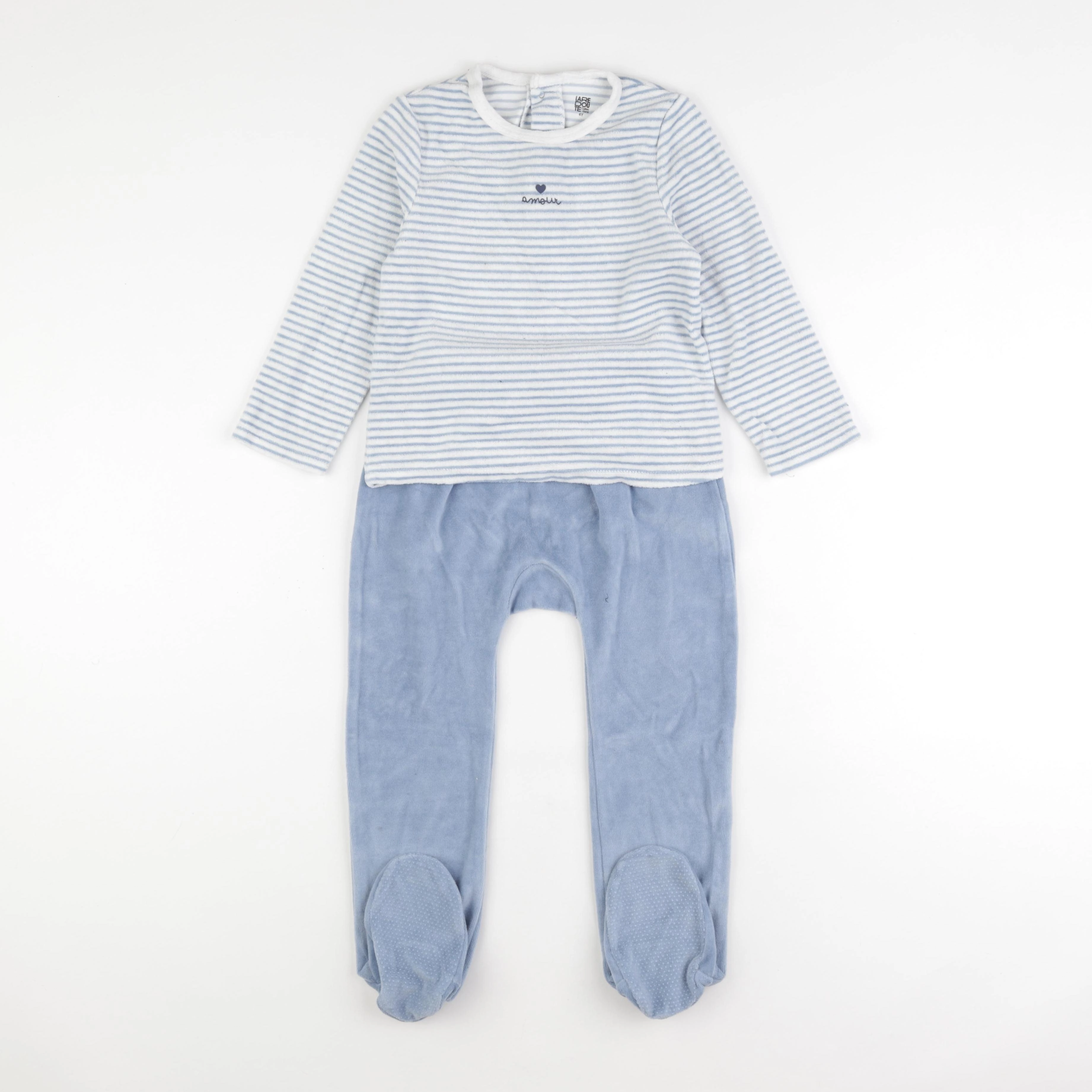 La Redoute - pyjama velours bleu, blanc - 4 ans