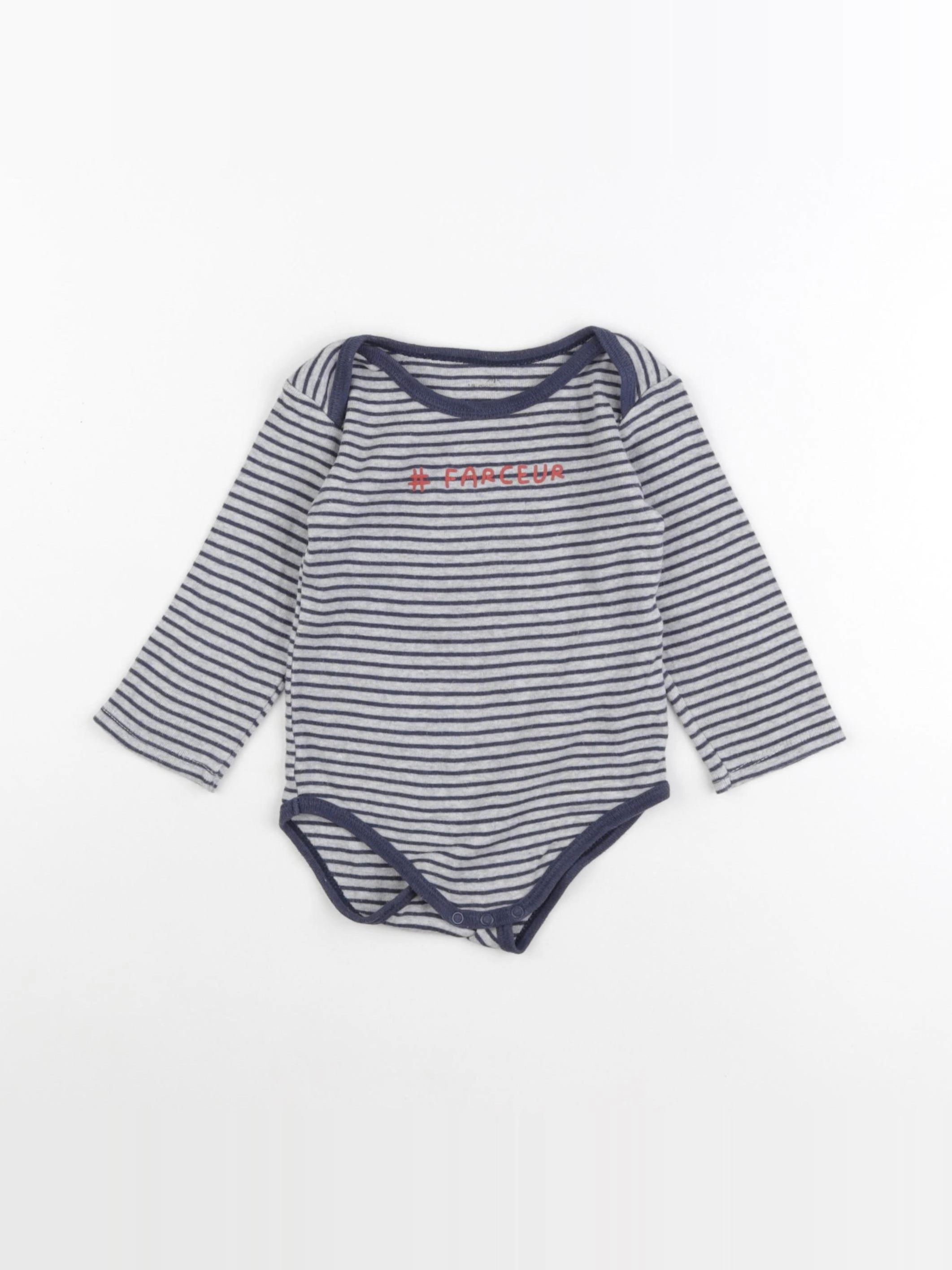 La Redoute - body bleu, gris - 18 mois