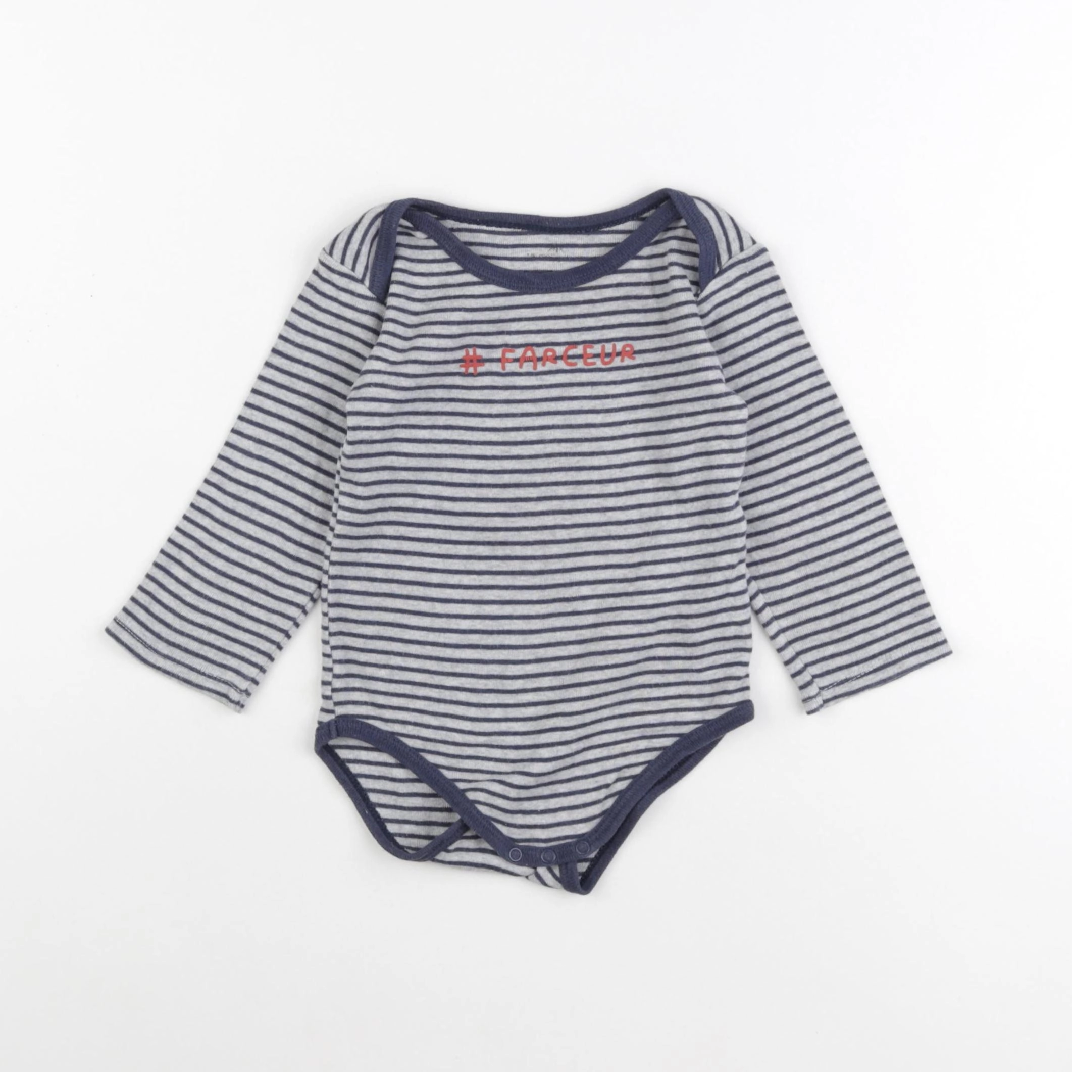 La Redoute - body bleu, gris - 18 mois