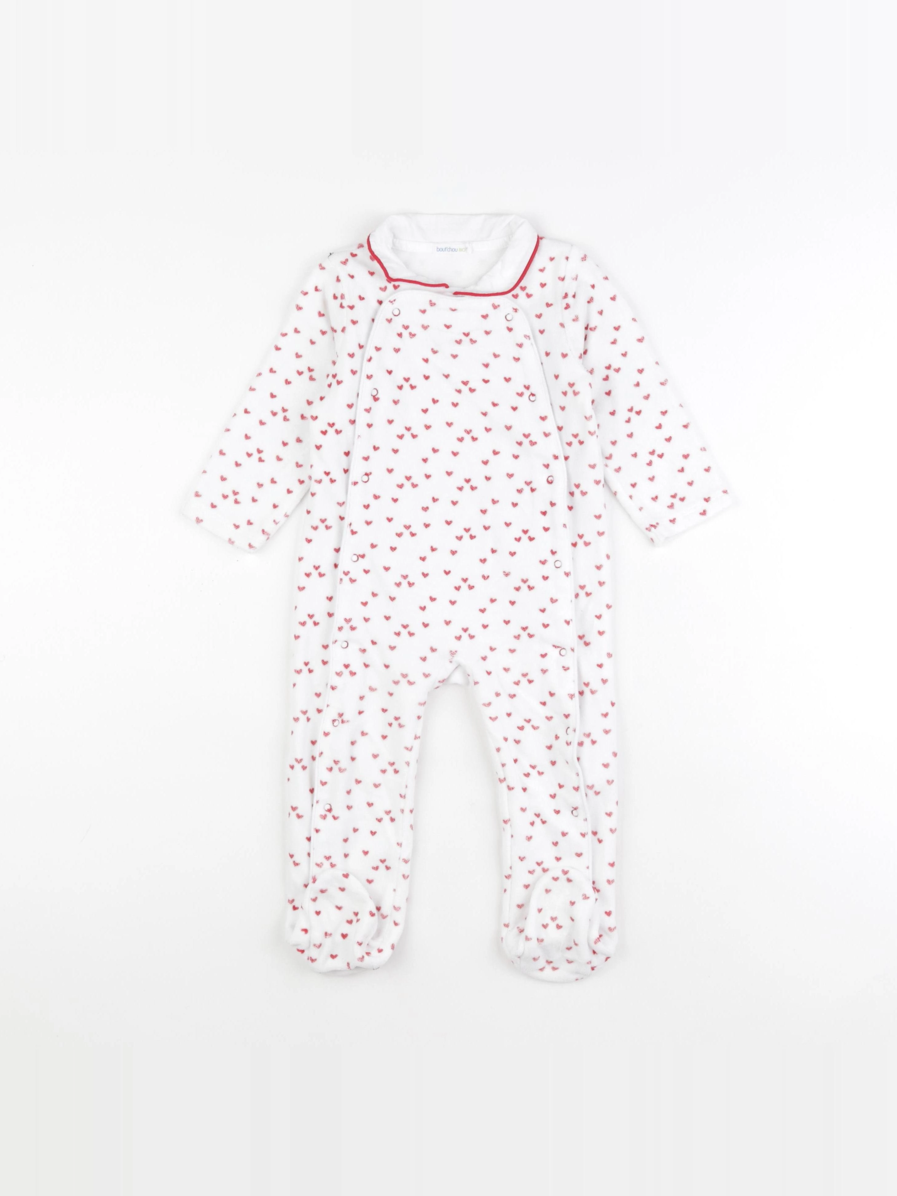 Boutchou - pyjama velours blanc, rouge - 18 mois