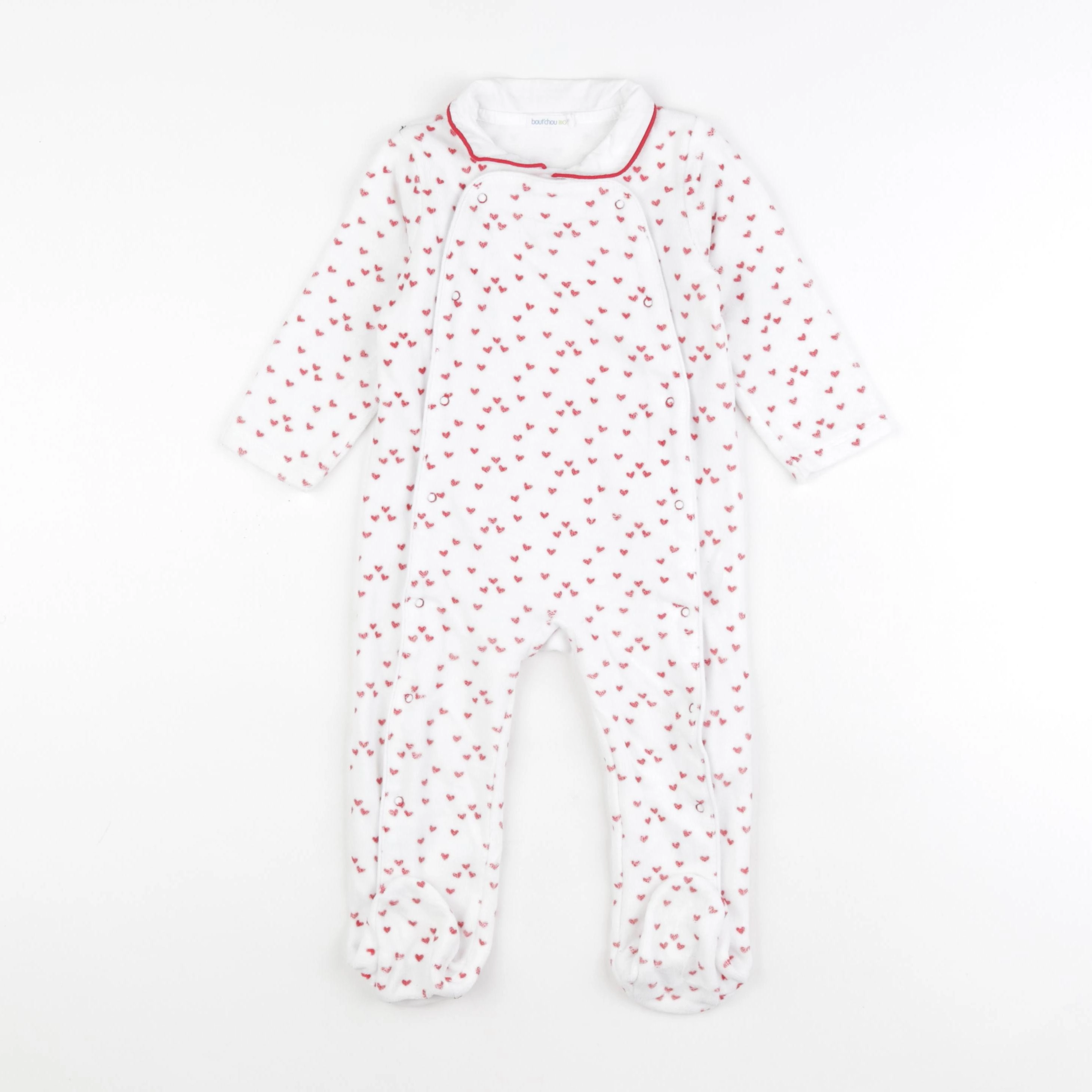 Boutchou - pyjama velours blanc, rouge - 18 mois