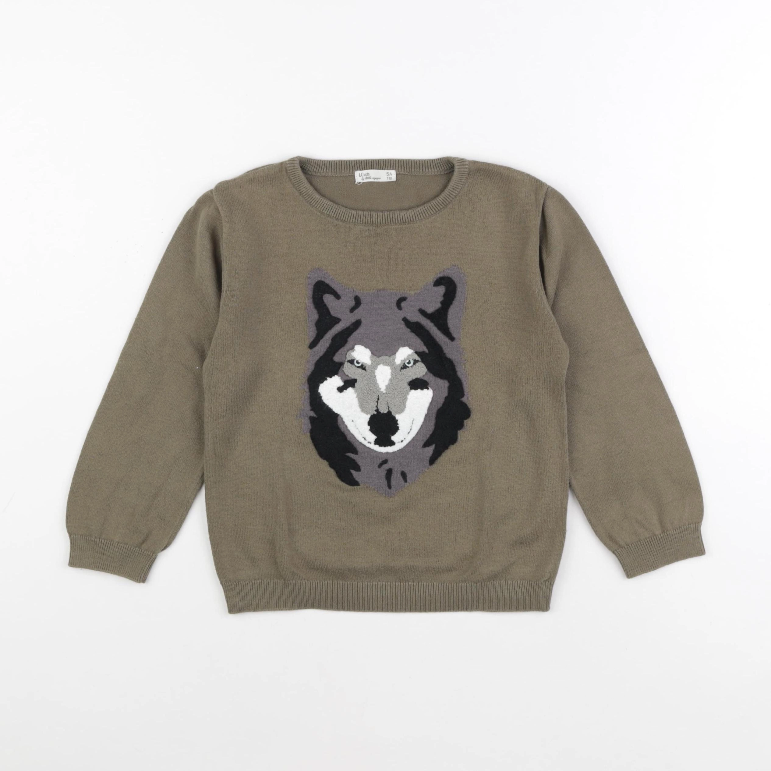 Little Cigogne - pull vert - 5 ans