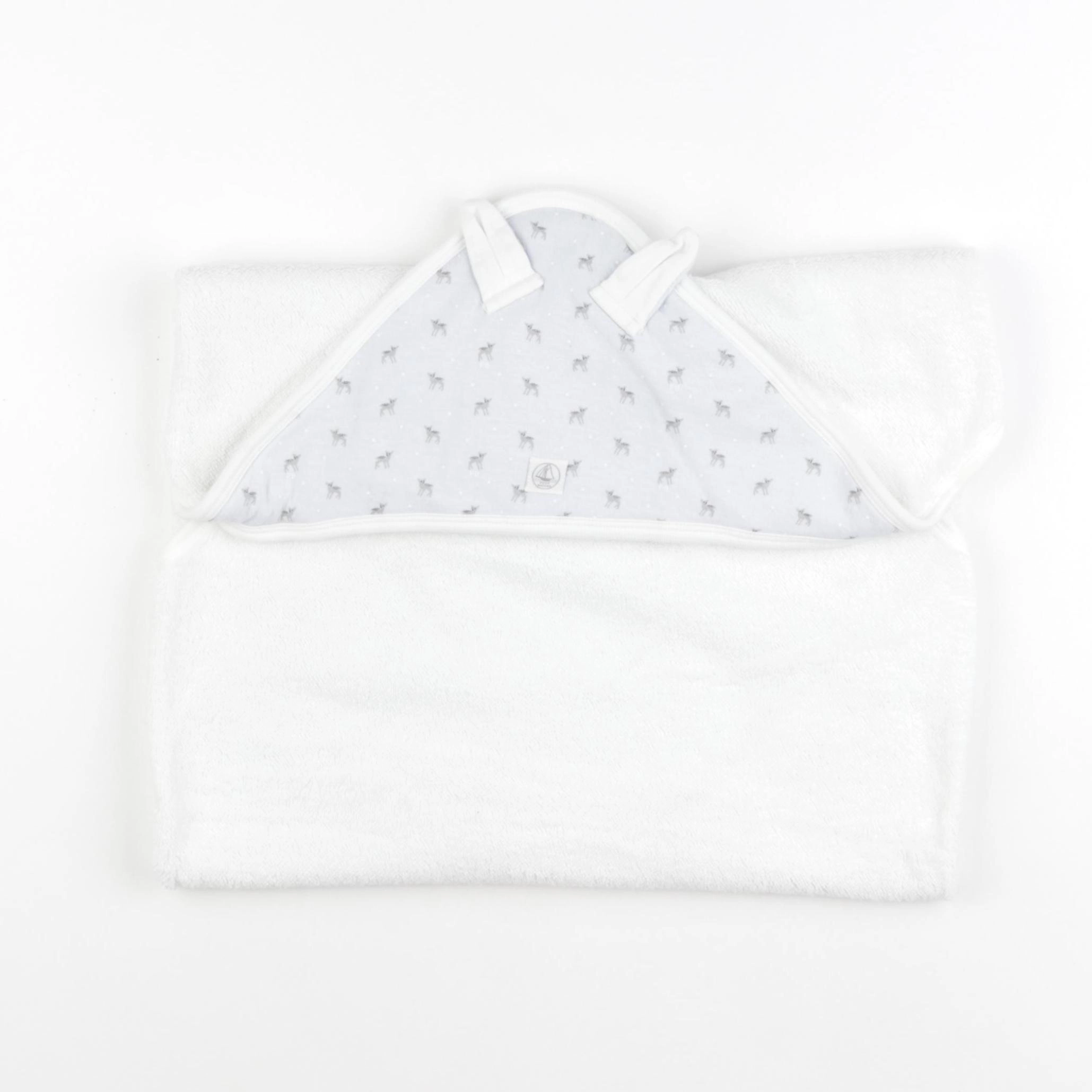 Petit Bateau - cape de bain blanc, bleu - 12/24 mois