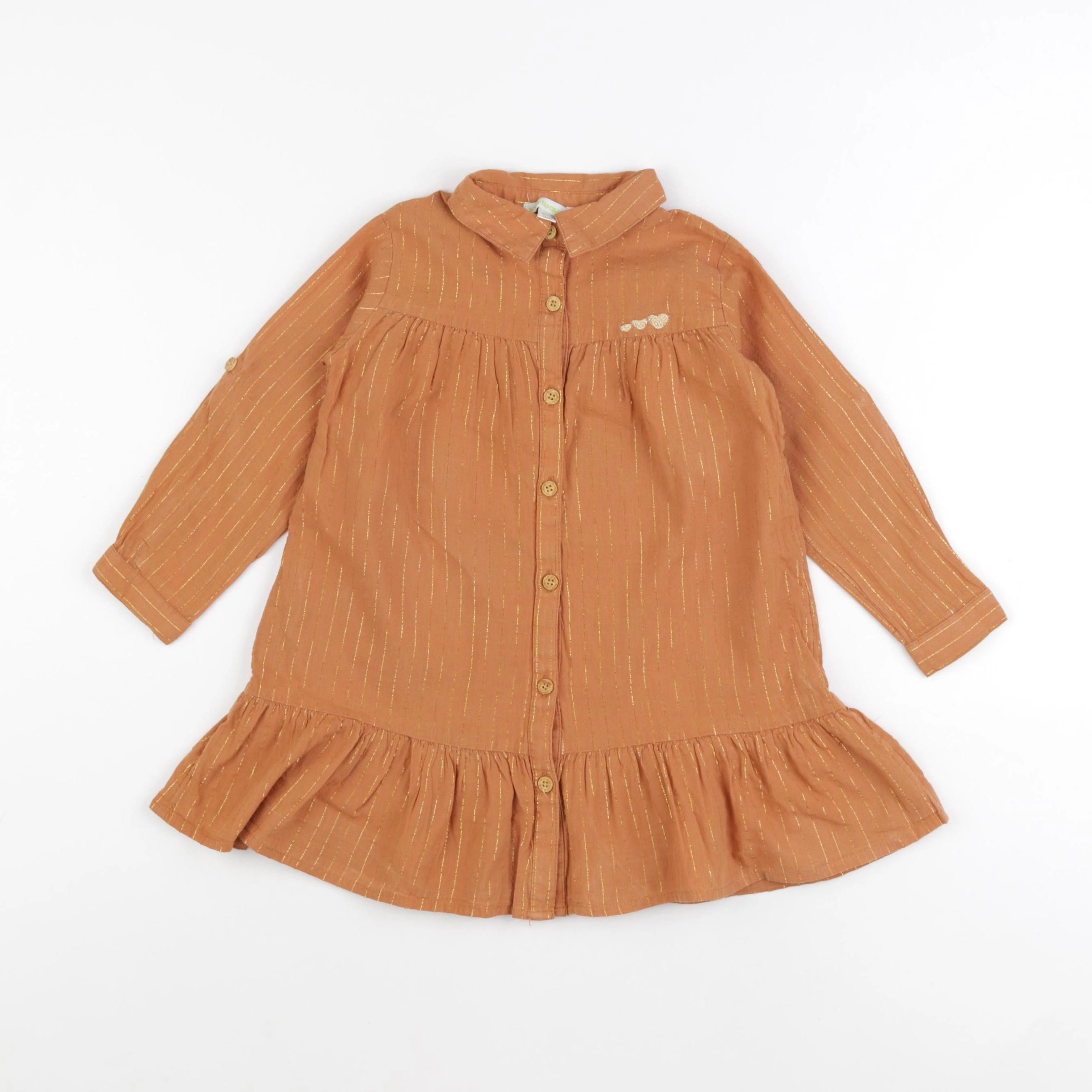 Vertbaudet - robe marron, or - 3 ans