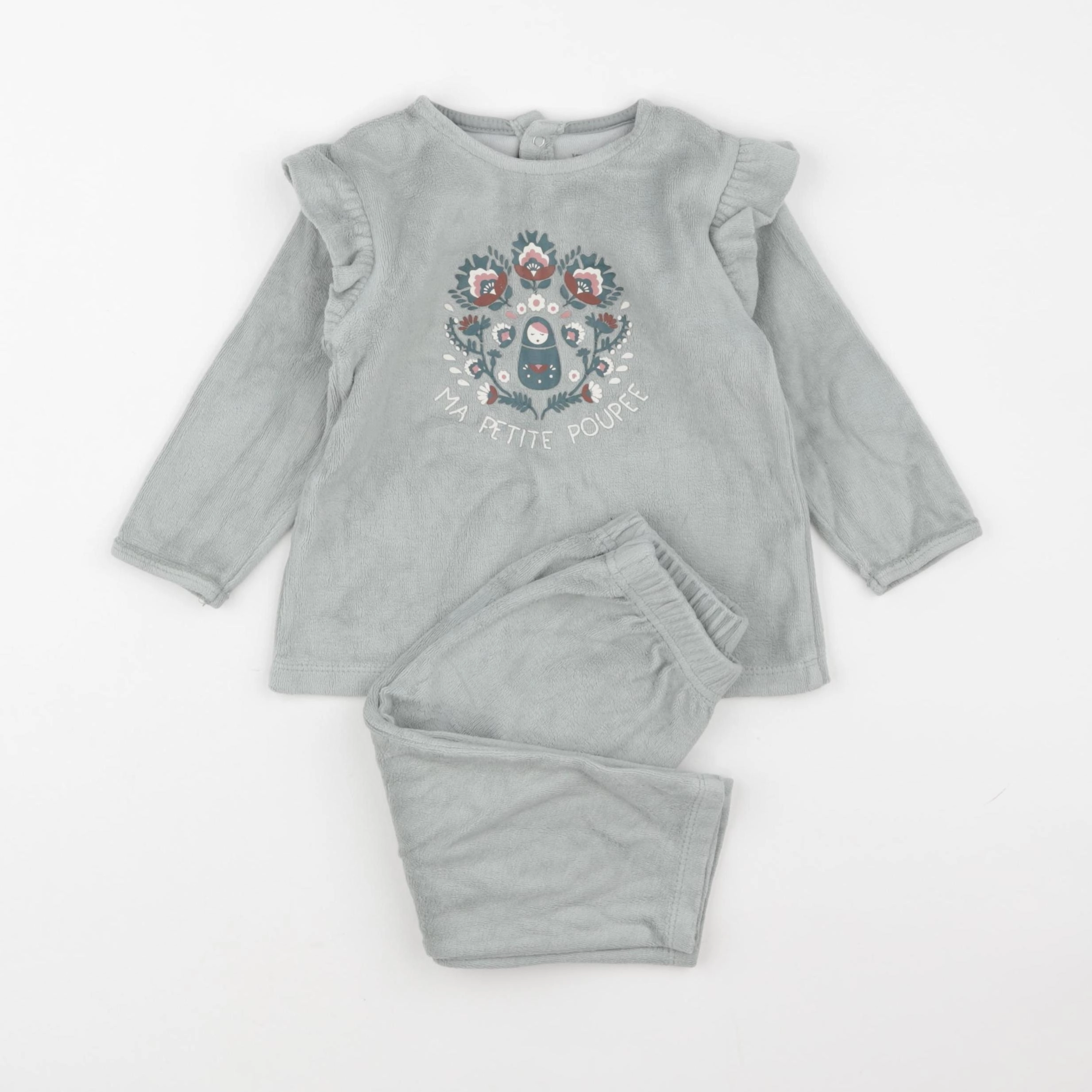 Vertbaudet - pyjama velours vert - 18 mois
