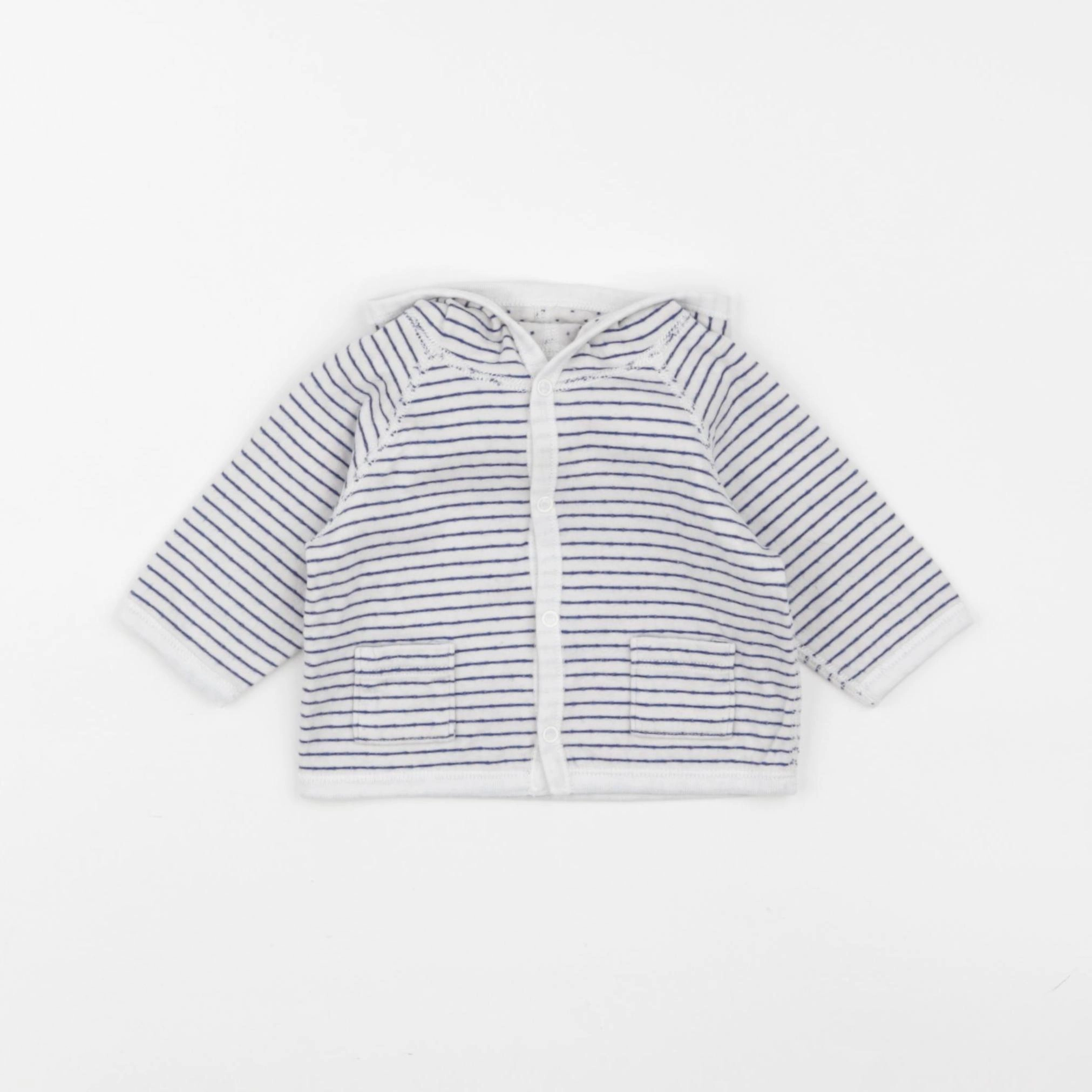 Petit Bateau - gilet bleu, gris - 1 mois