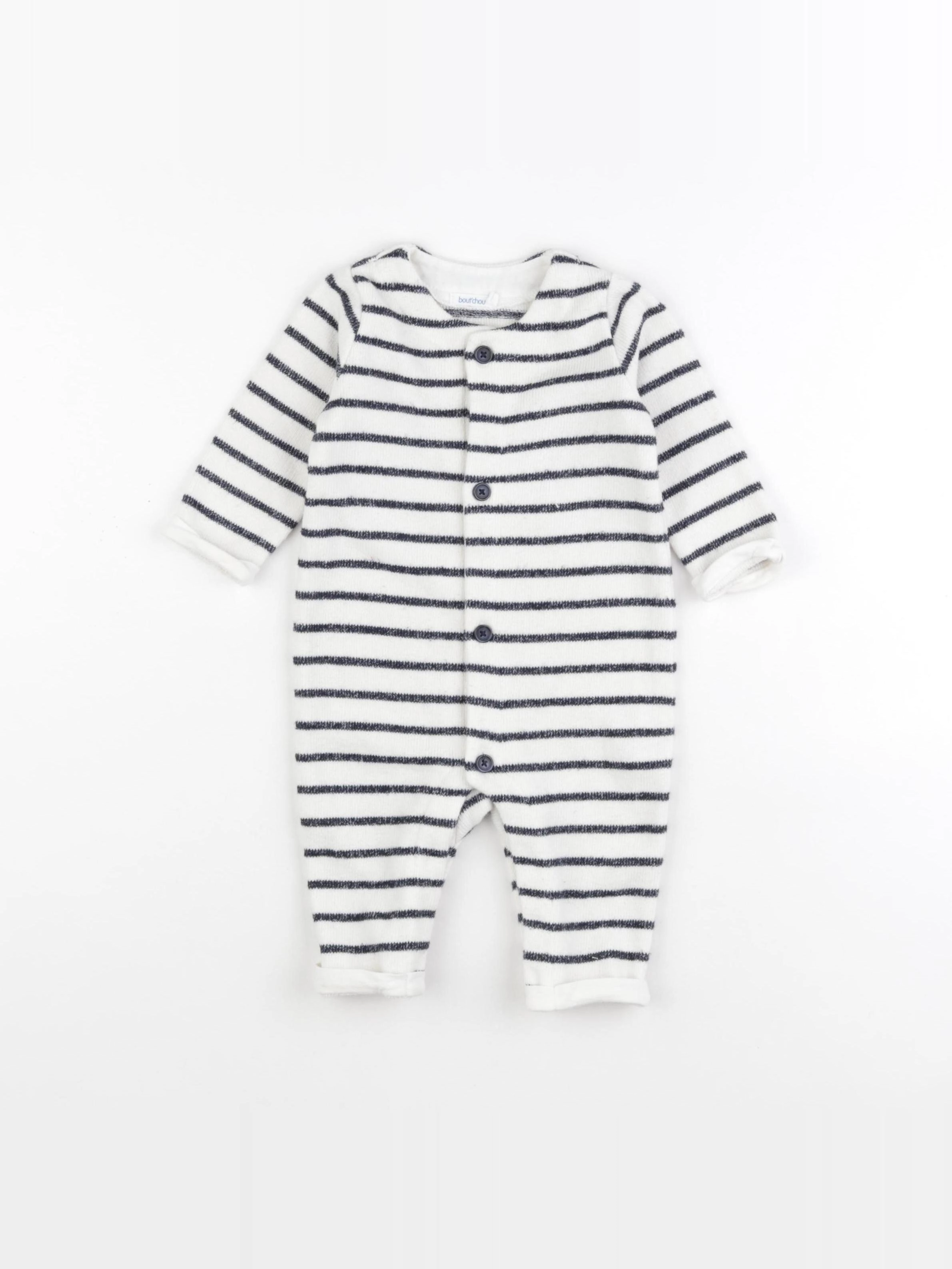 Boutchou - combinaison blanc, bleu - 3 mois