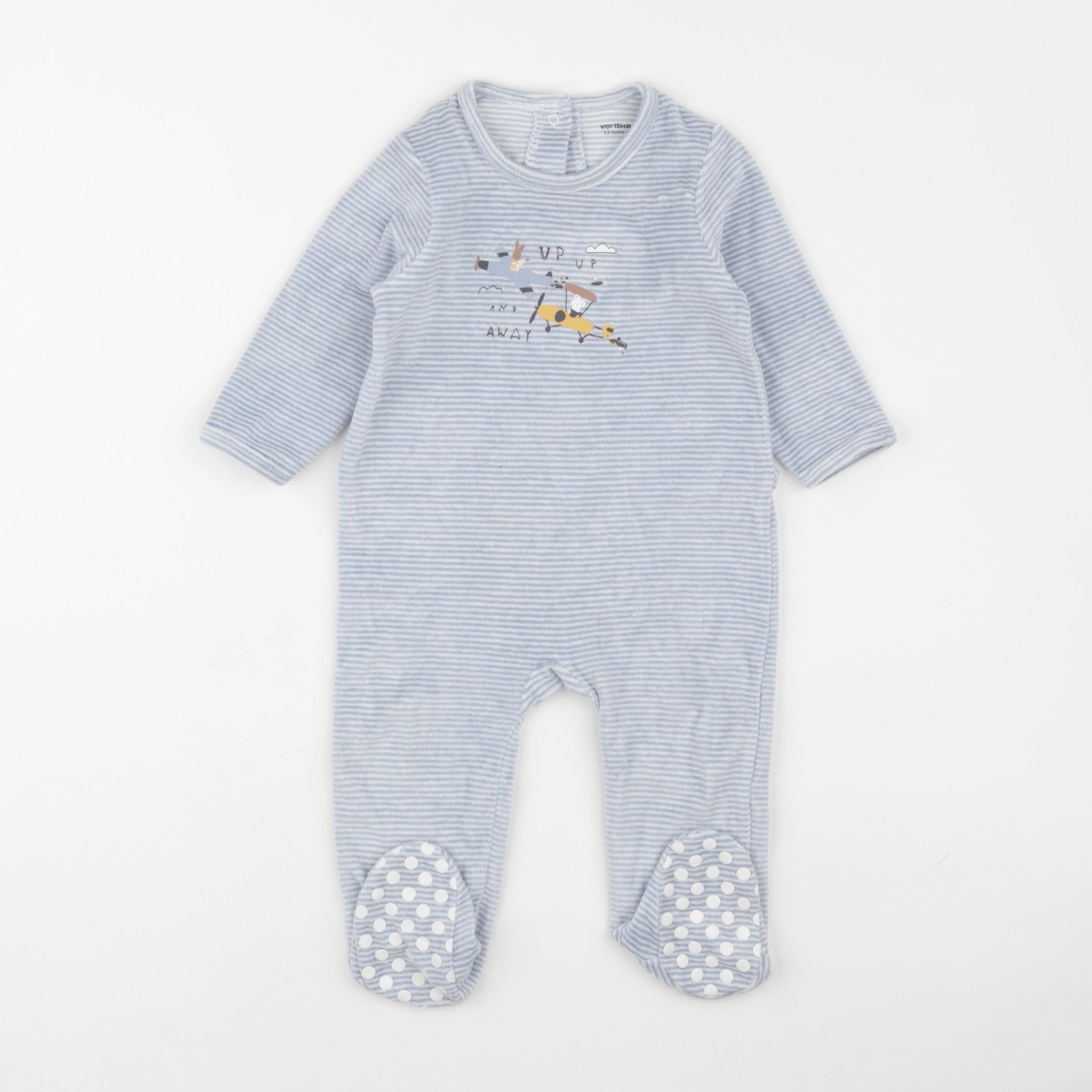 Vertbaudet - pyjama velours bleu - 12 mois
