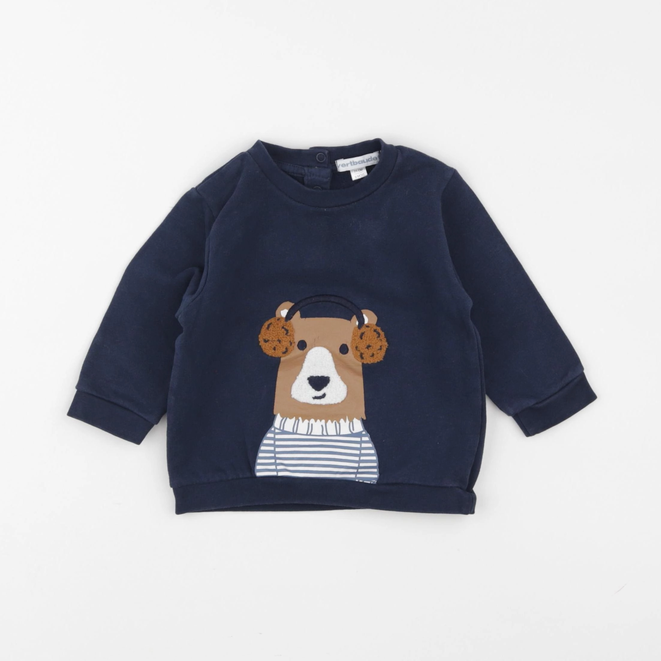 Vertbaudet - sweat bleu - 9 mois