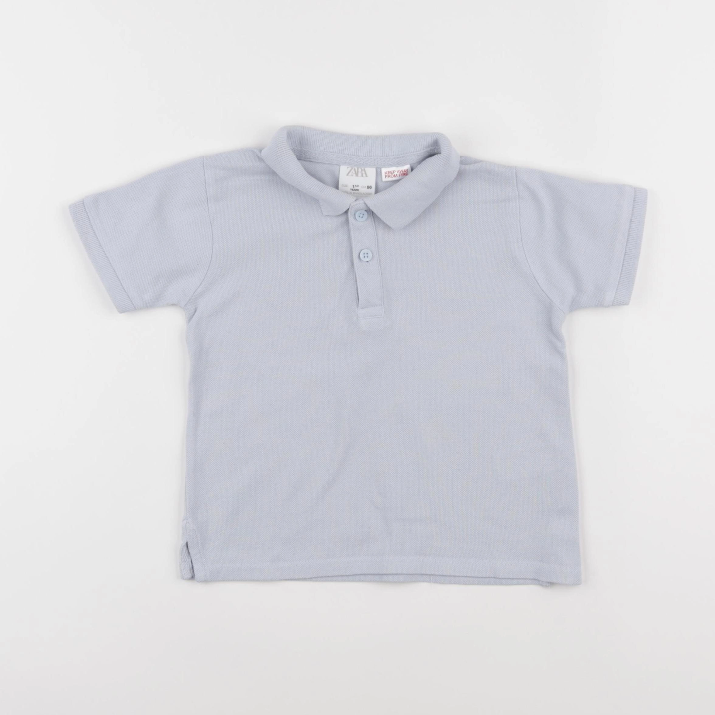 Zara - polo bleu - 12/18 mois