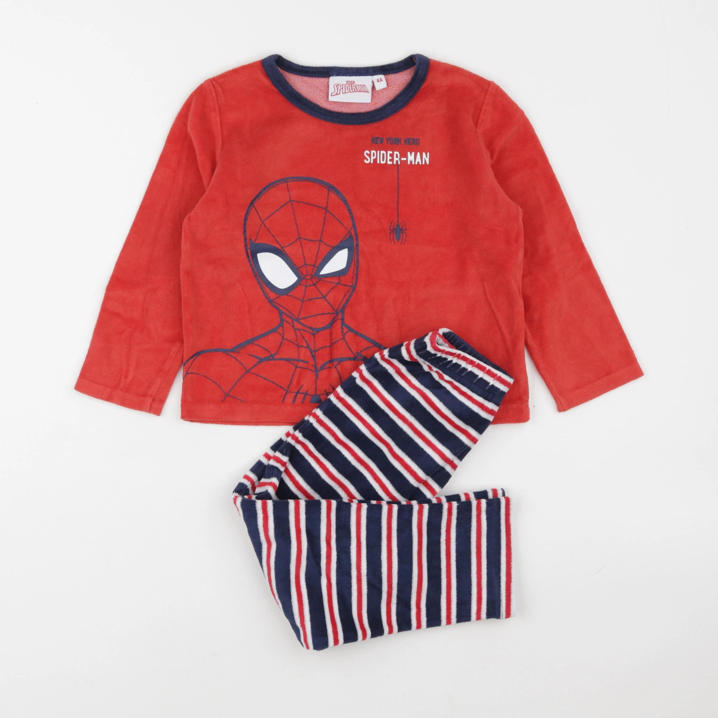 Vertbaudet - pyjama velours multicolore, rouge - 4 ans