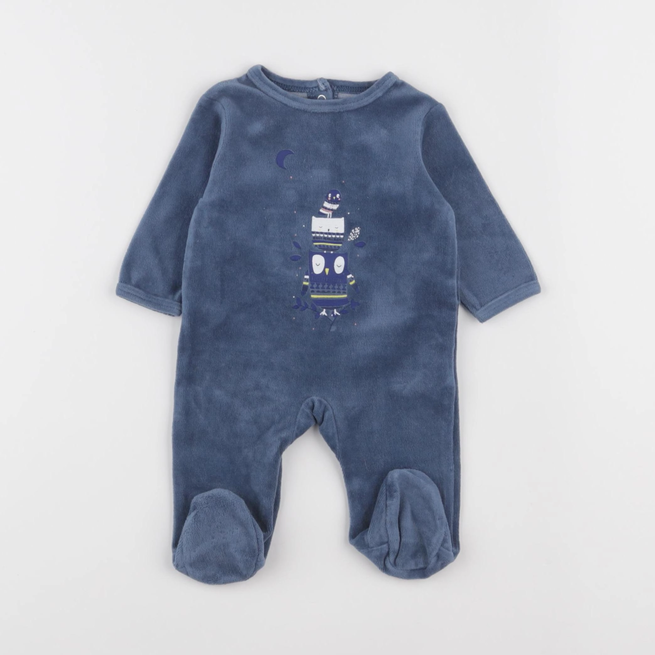 Vertbaudet - pyjama velours bleu - 1 mois