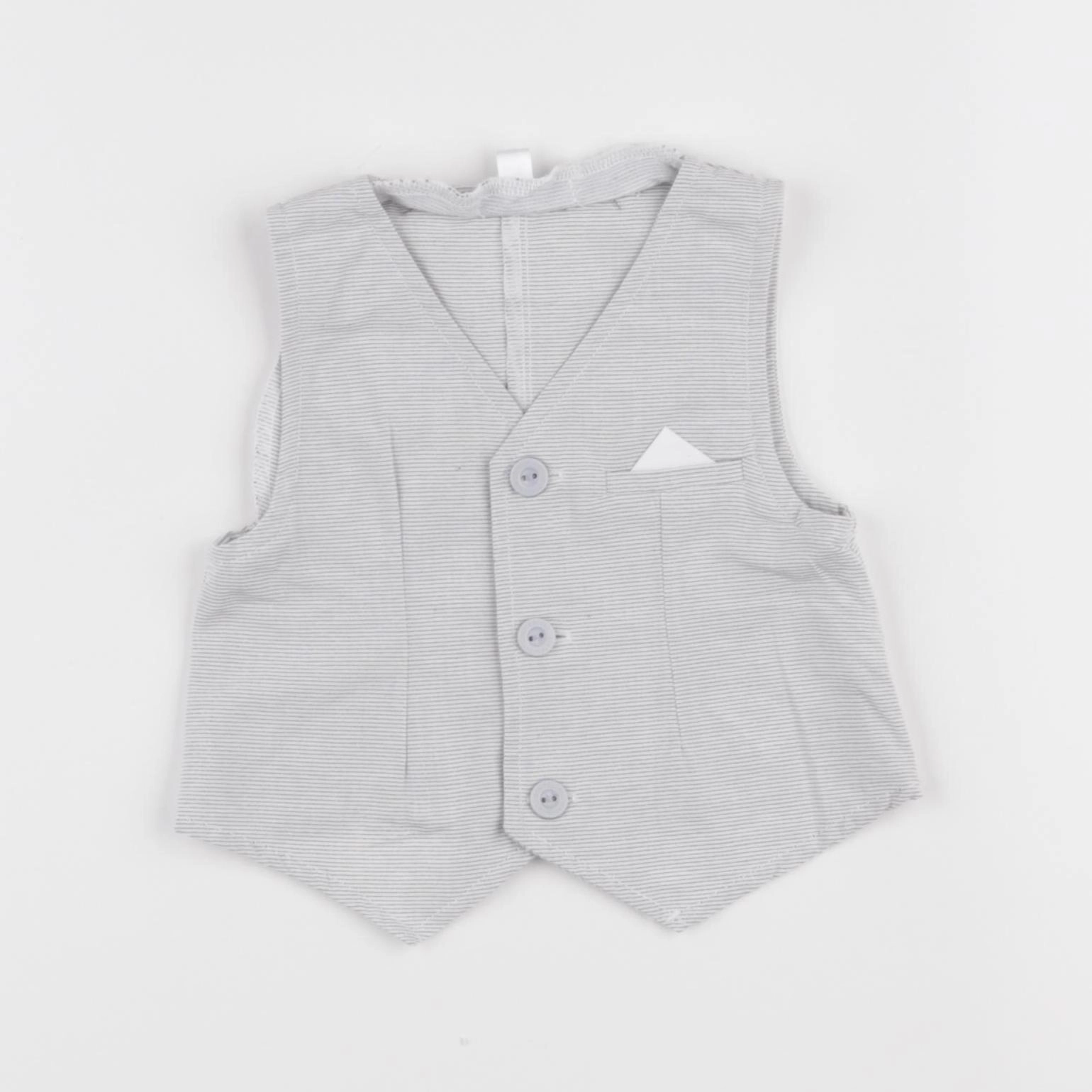 Vertbaudet - gilet blanc, gris - 6 mois