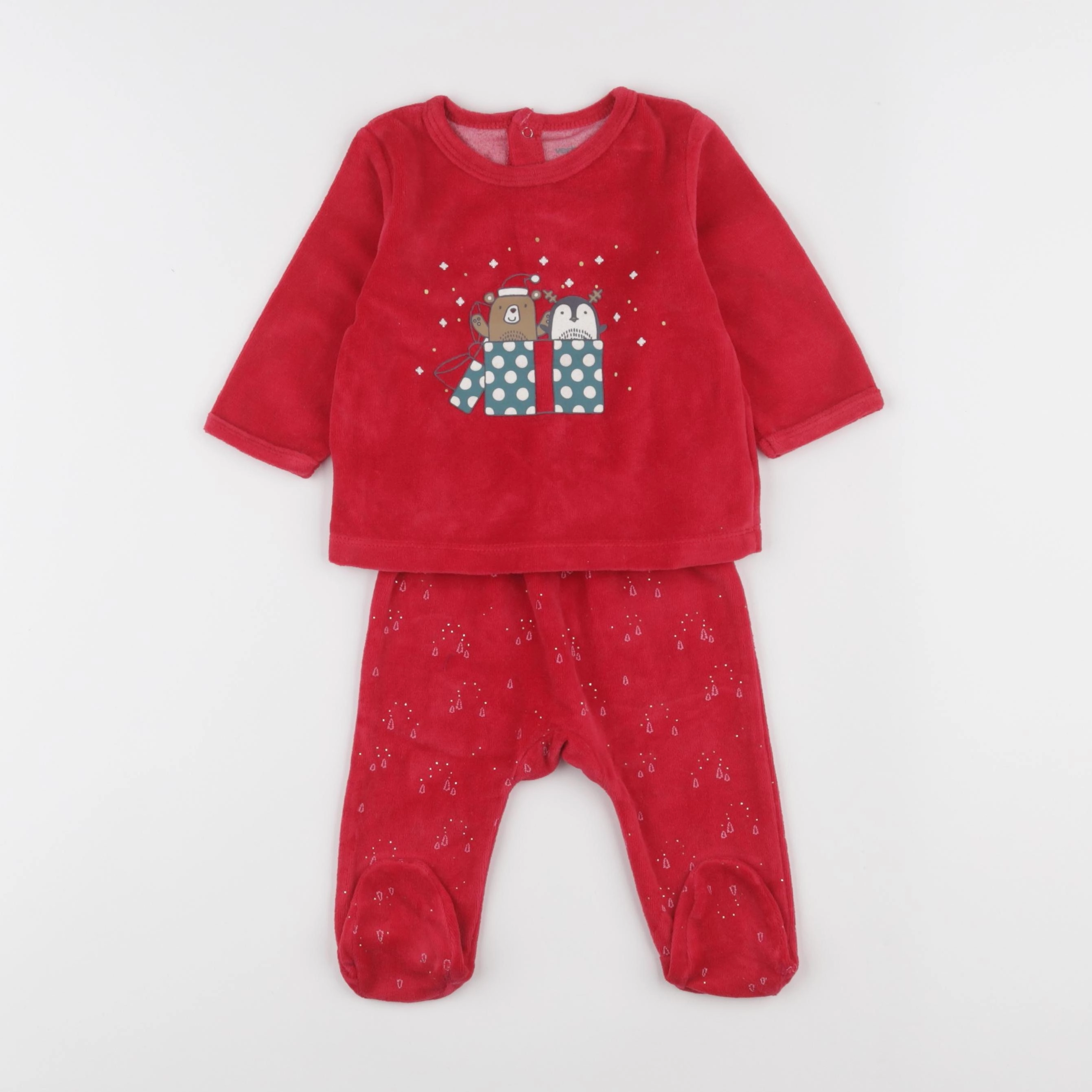 Vertbaudet - pyjama velours rouge - 6 mois