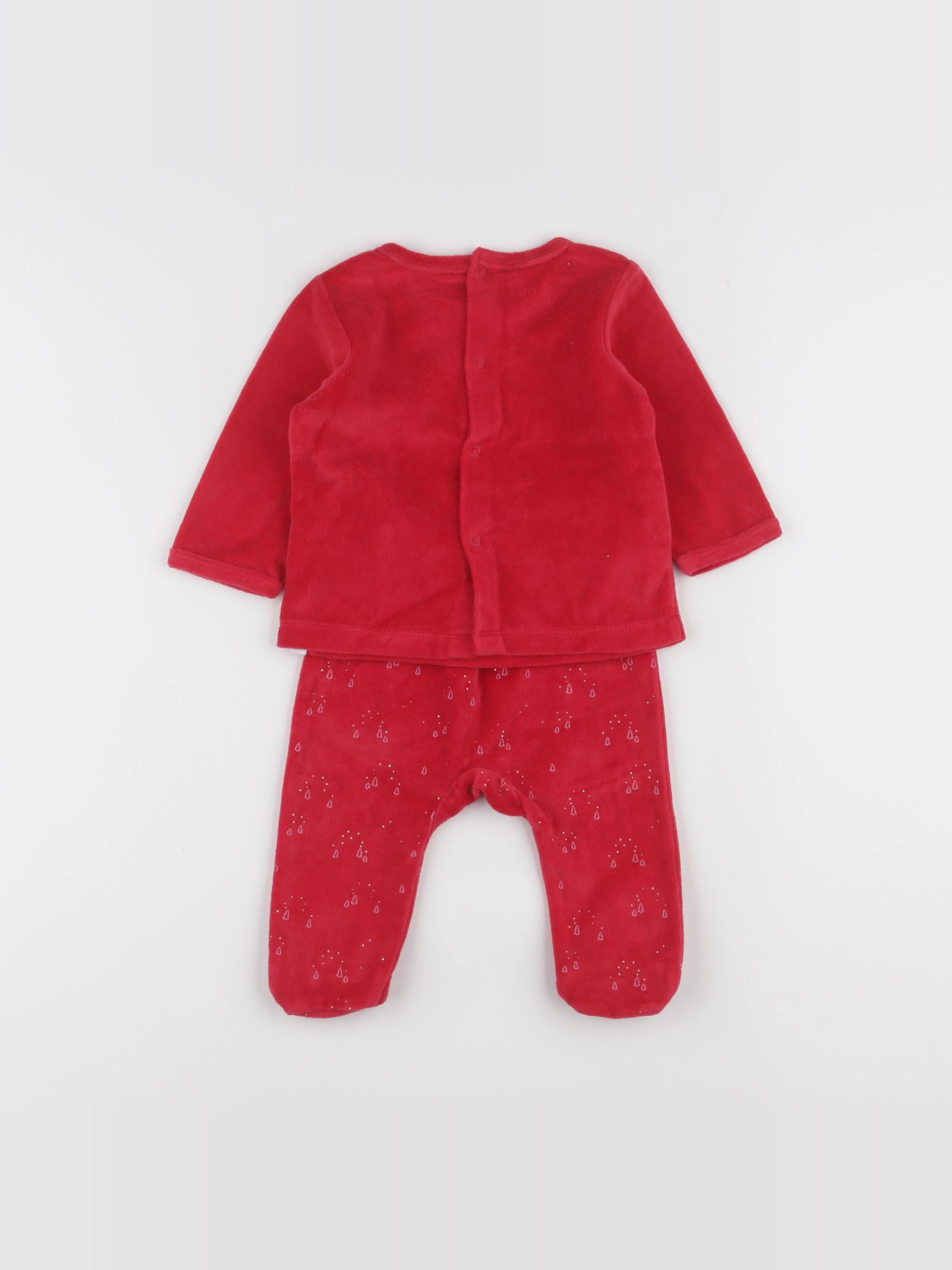 Vertbaudet - pyjama velours rouge - 6 mois