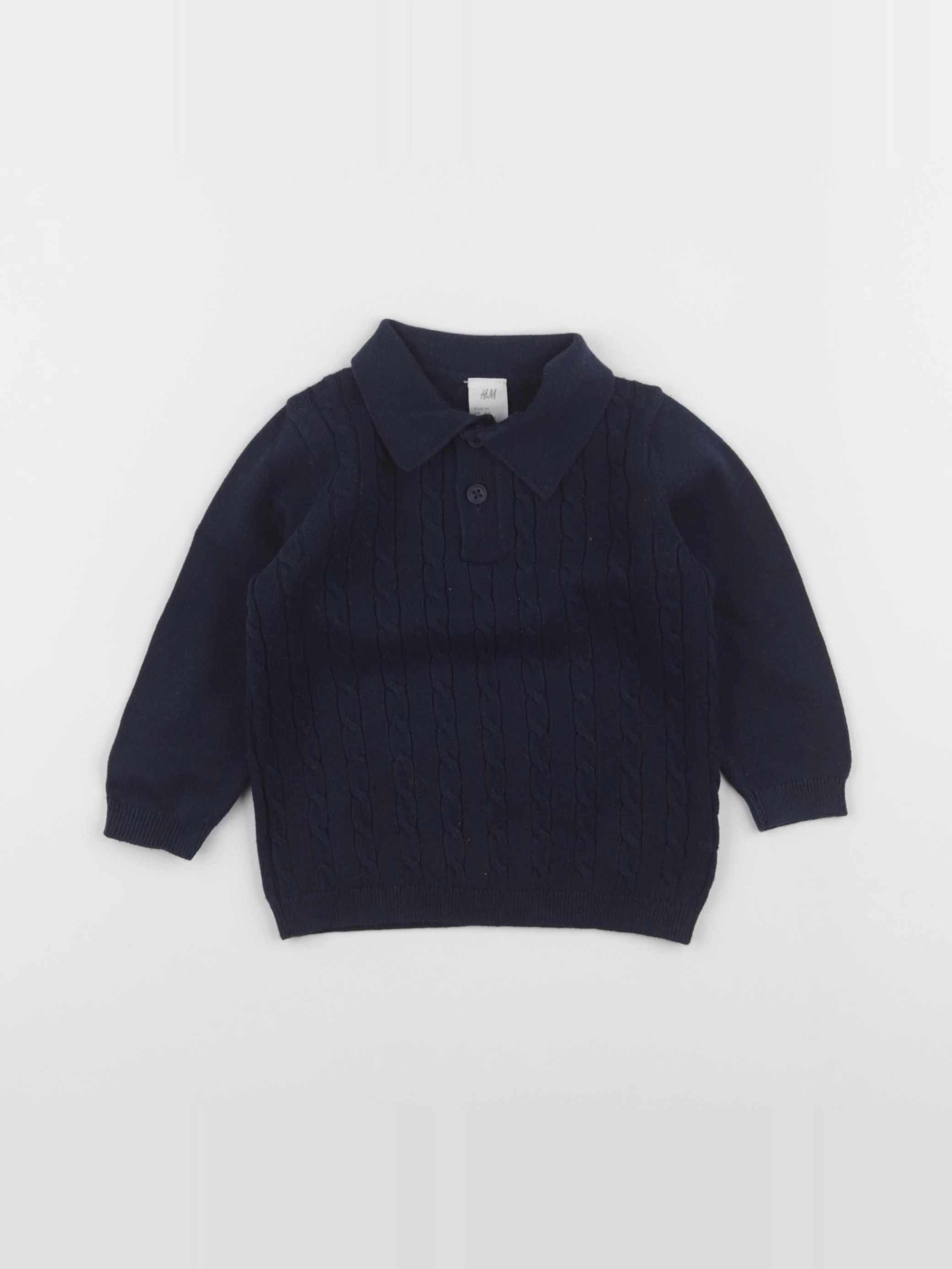 H&M - pull bleu - 6/9 mois