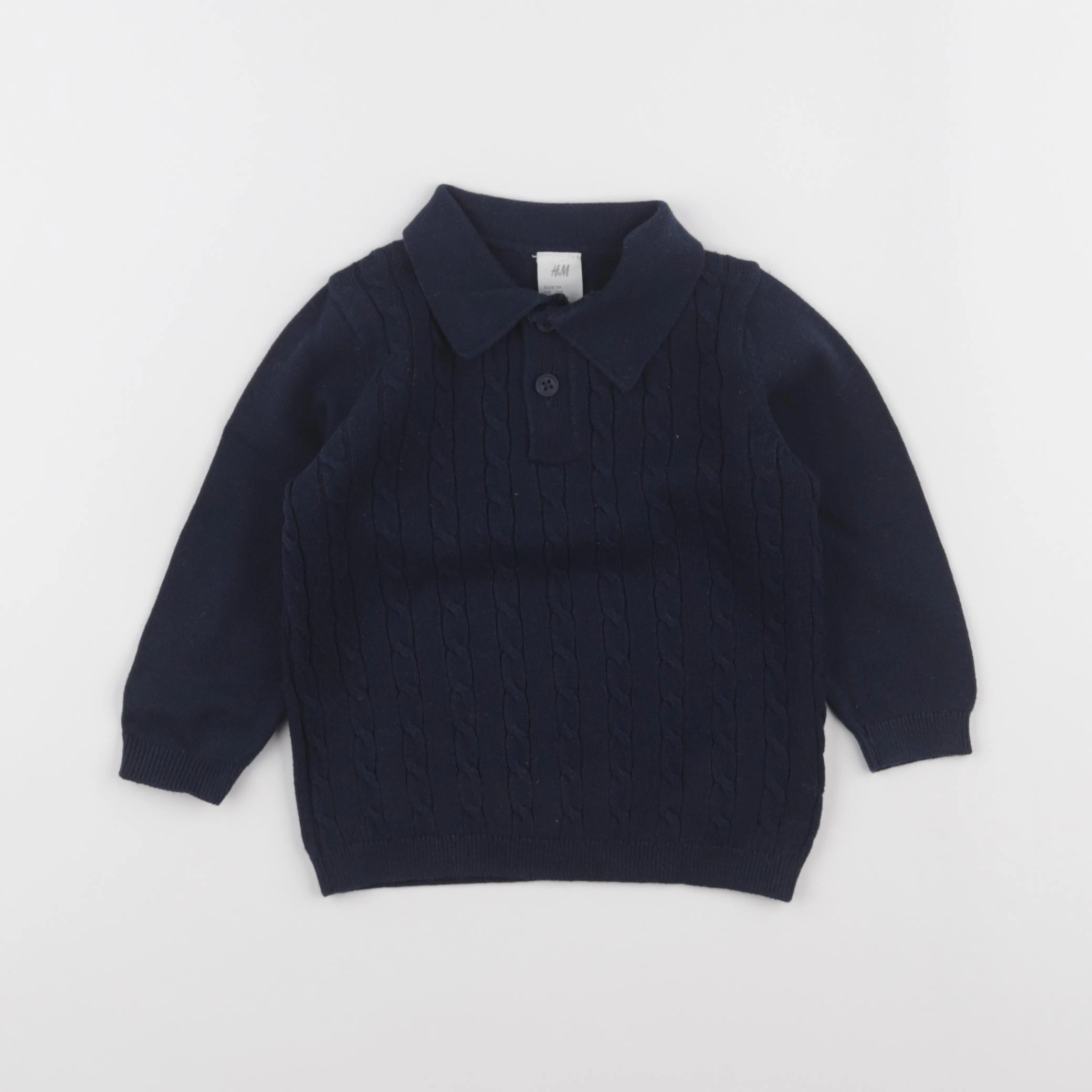 H&M - pull bleu - 6/9 mois