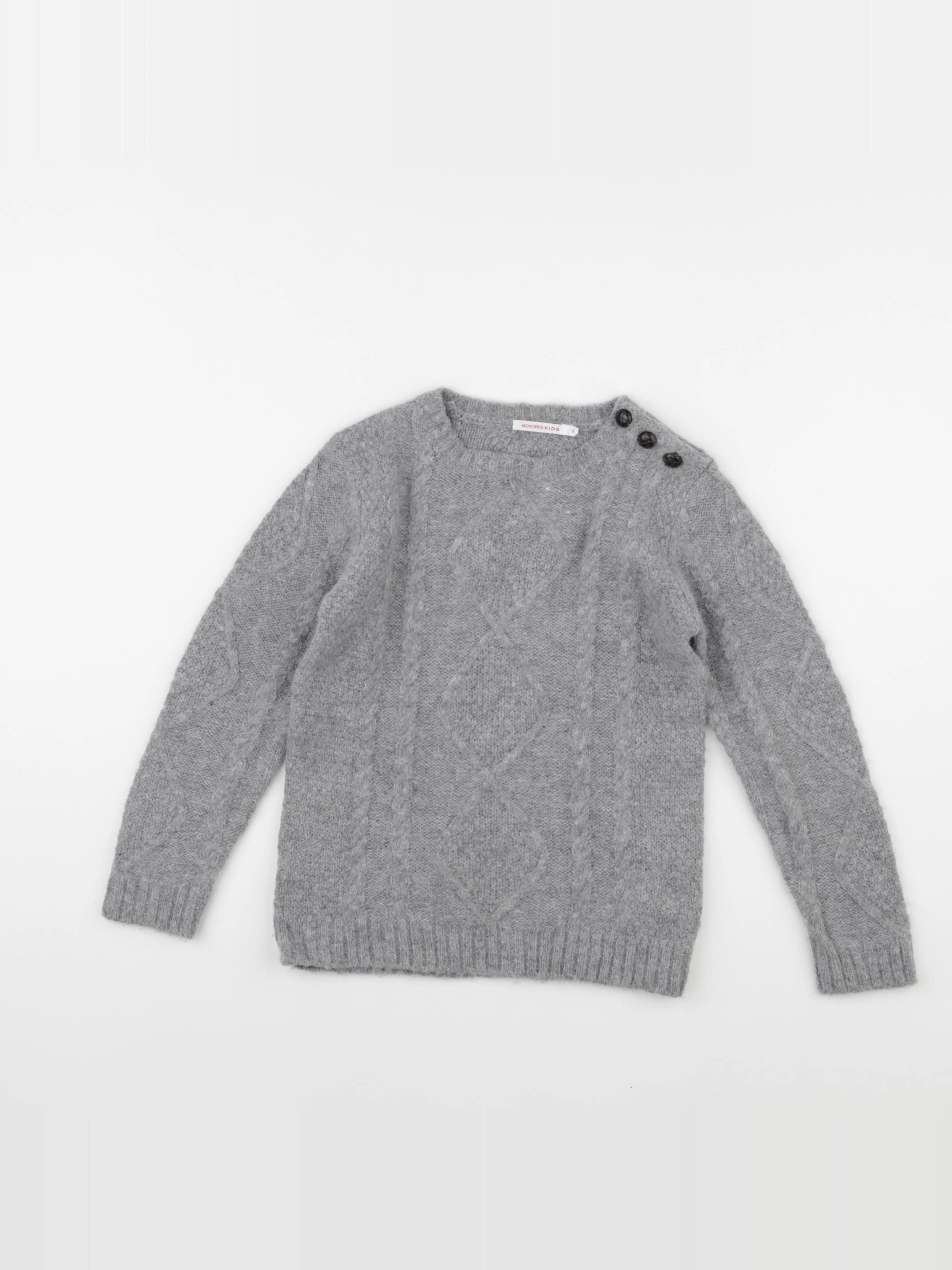 Monoprix - pull gris - 8 ans