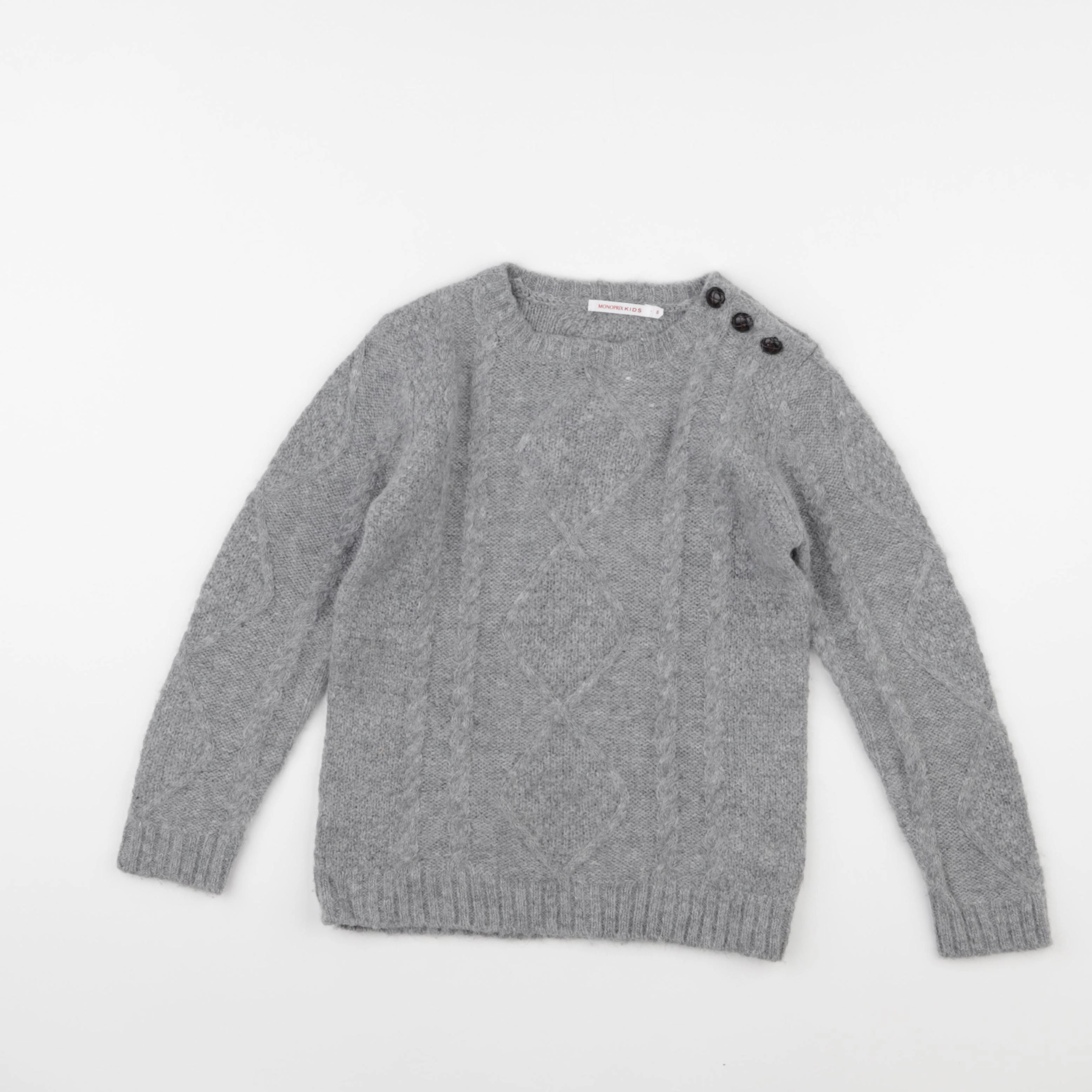 Monoprix - pull gris - 8 ans