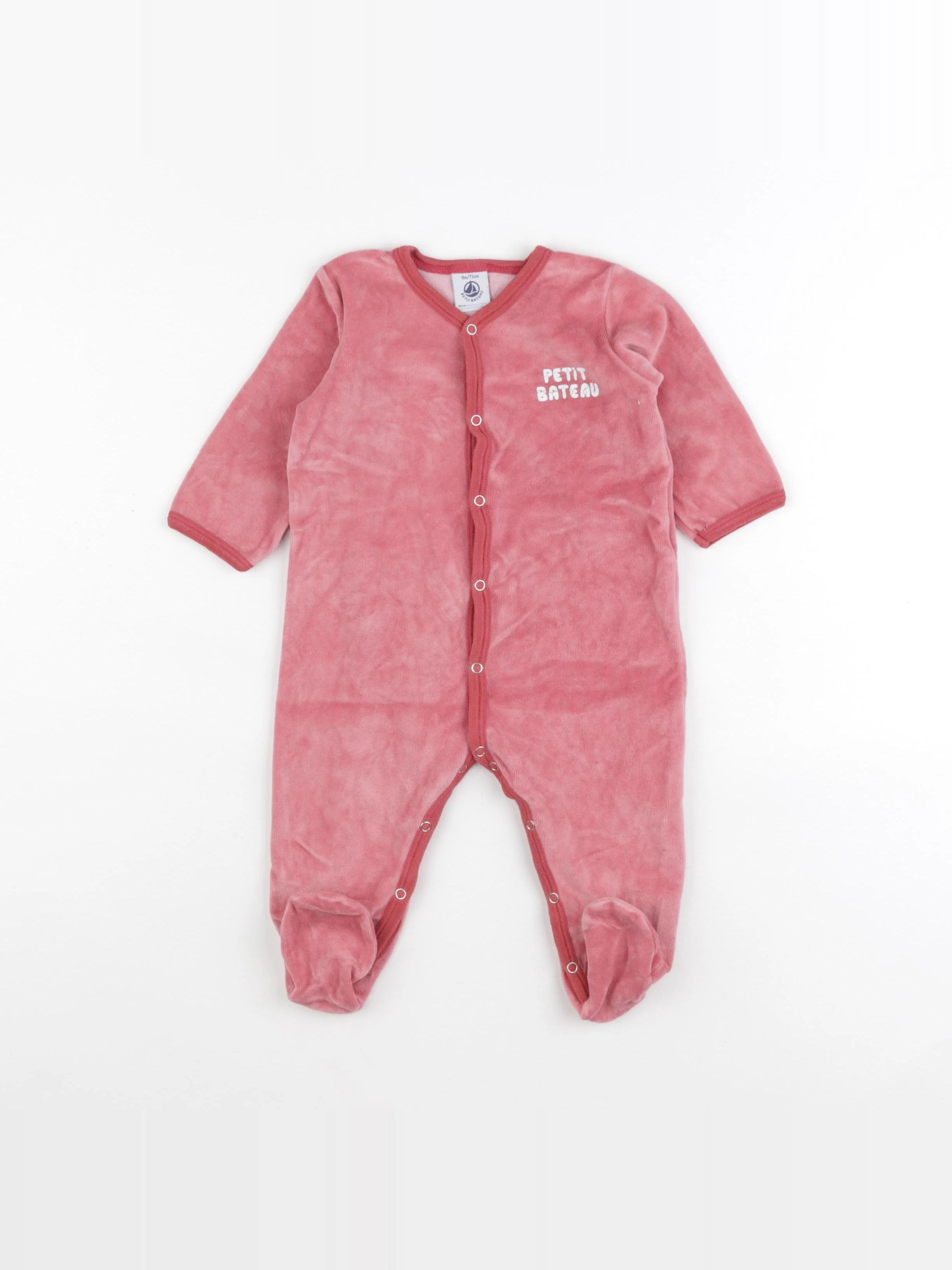 Petit Bateau - pyjama velours rose - 9 mois