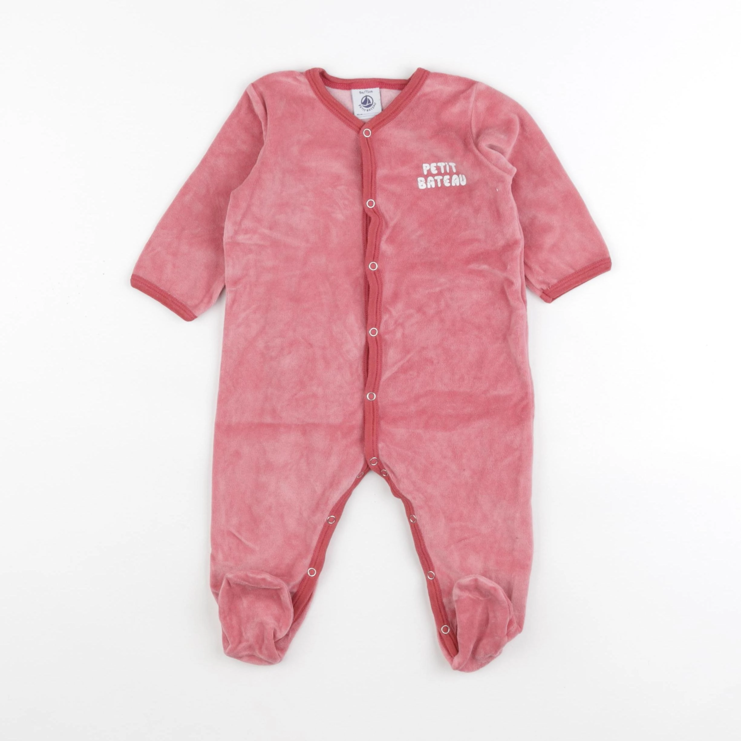 Petit Bateau - pyjama velours rose - 9 mois
