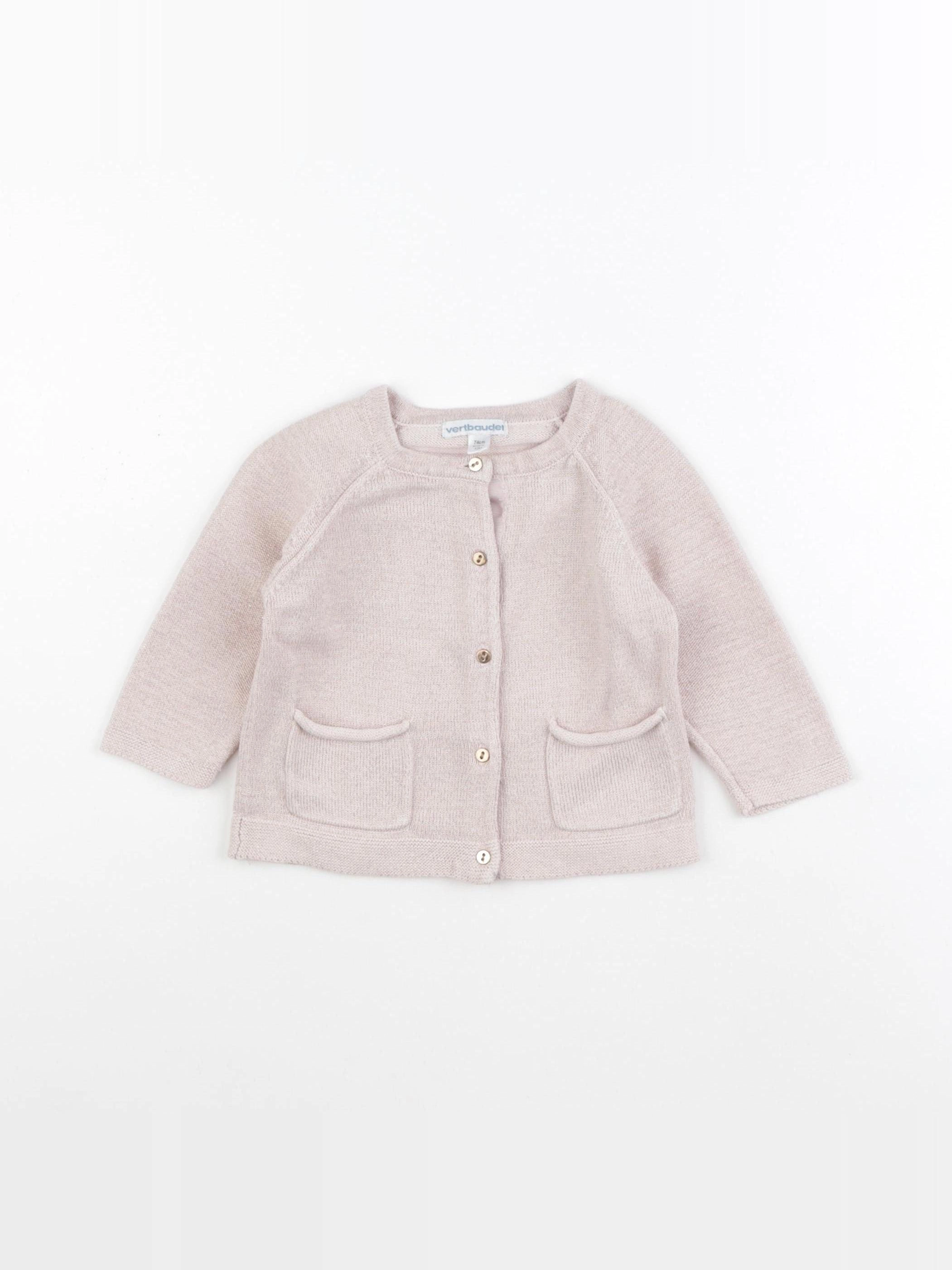 Vertbaudet - gilet rose - 12 mois