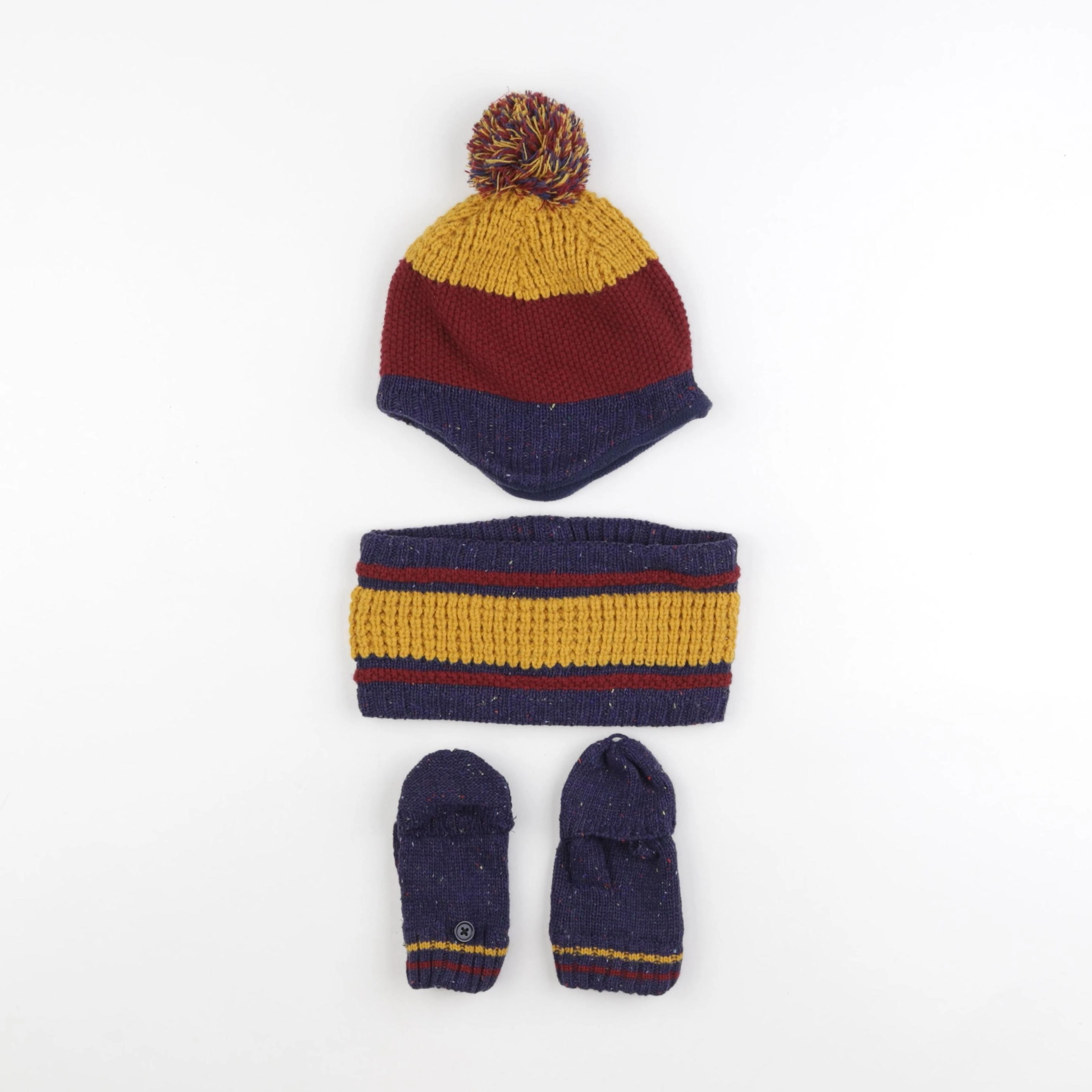Vertbaudet - ensemble bonnet/moufles/tour de cou multicolore - 4/6 ans