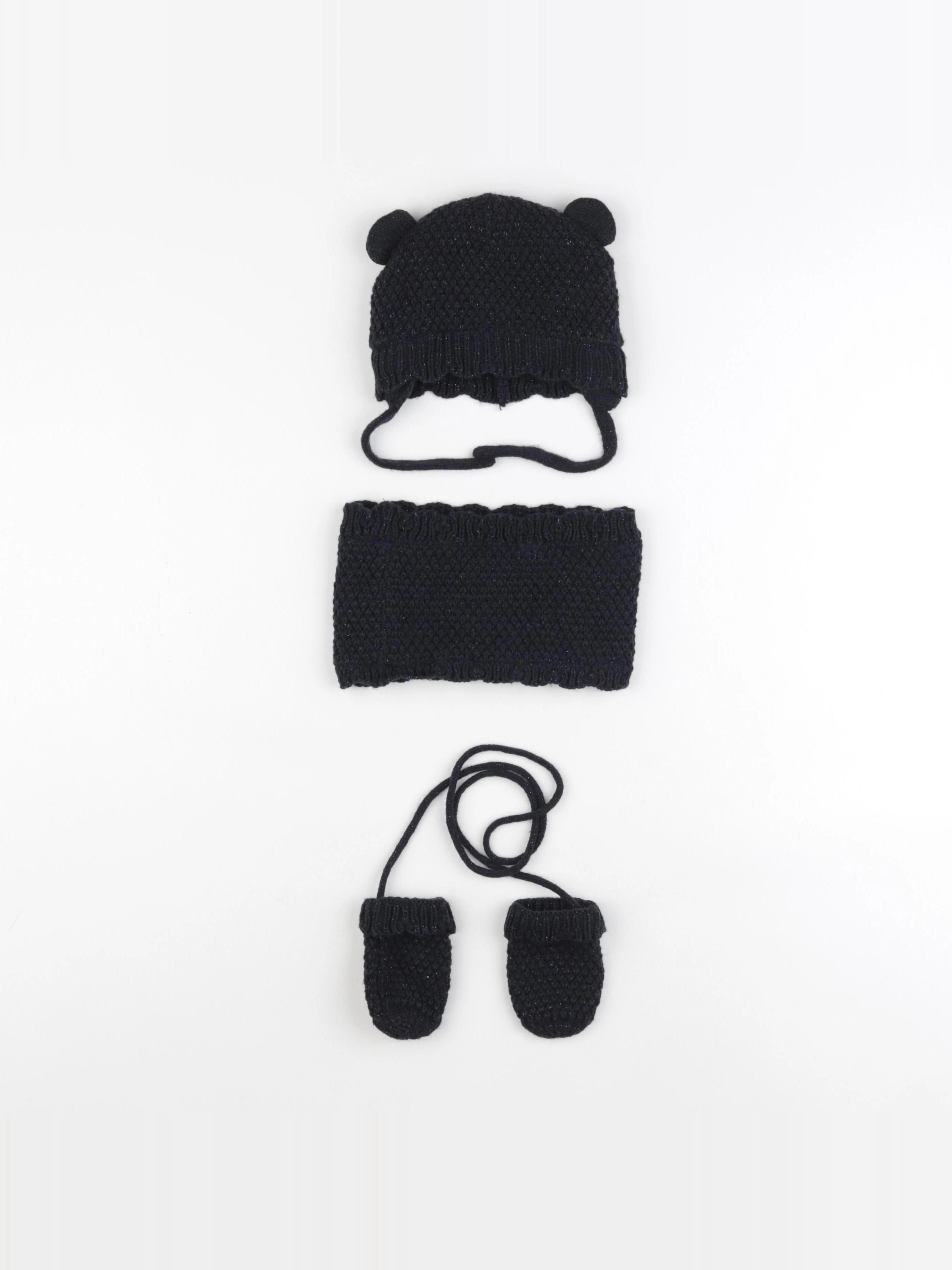 Vertbaudet - ensemble bonnet/moufles/tour de cou bleu - 12/18 mois