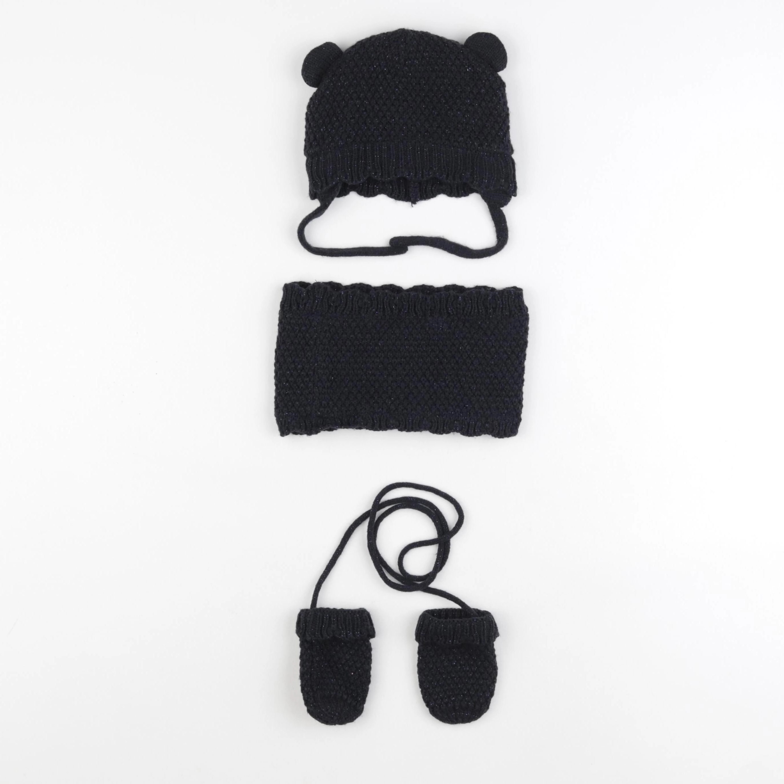 Vertbaudet - ensemble bonnet/moufles/tour de cou bleu - 12/18 mois