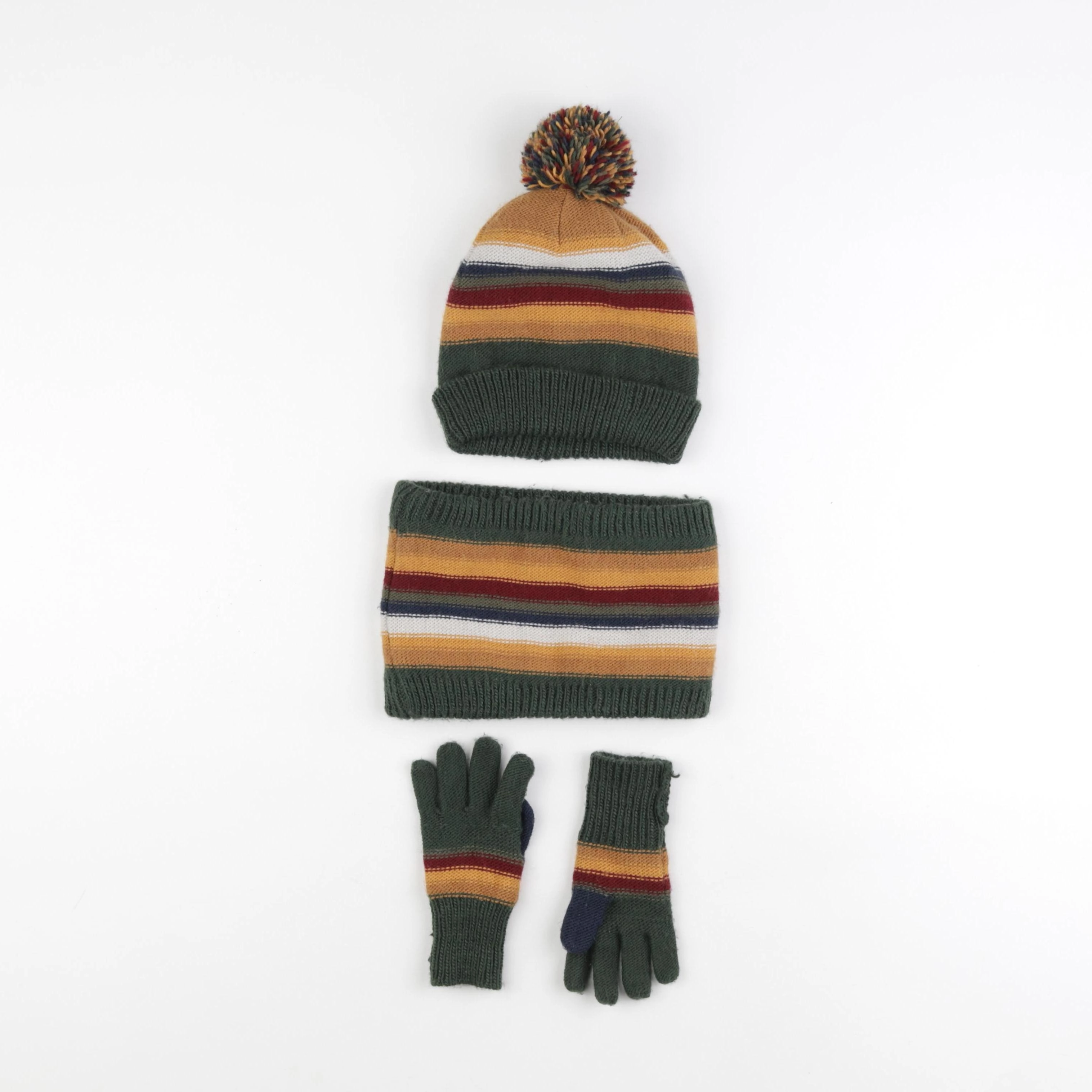 Vertbaudet - ensemble bonnet/moufles/tour de cou multicolore - 4/6 ans