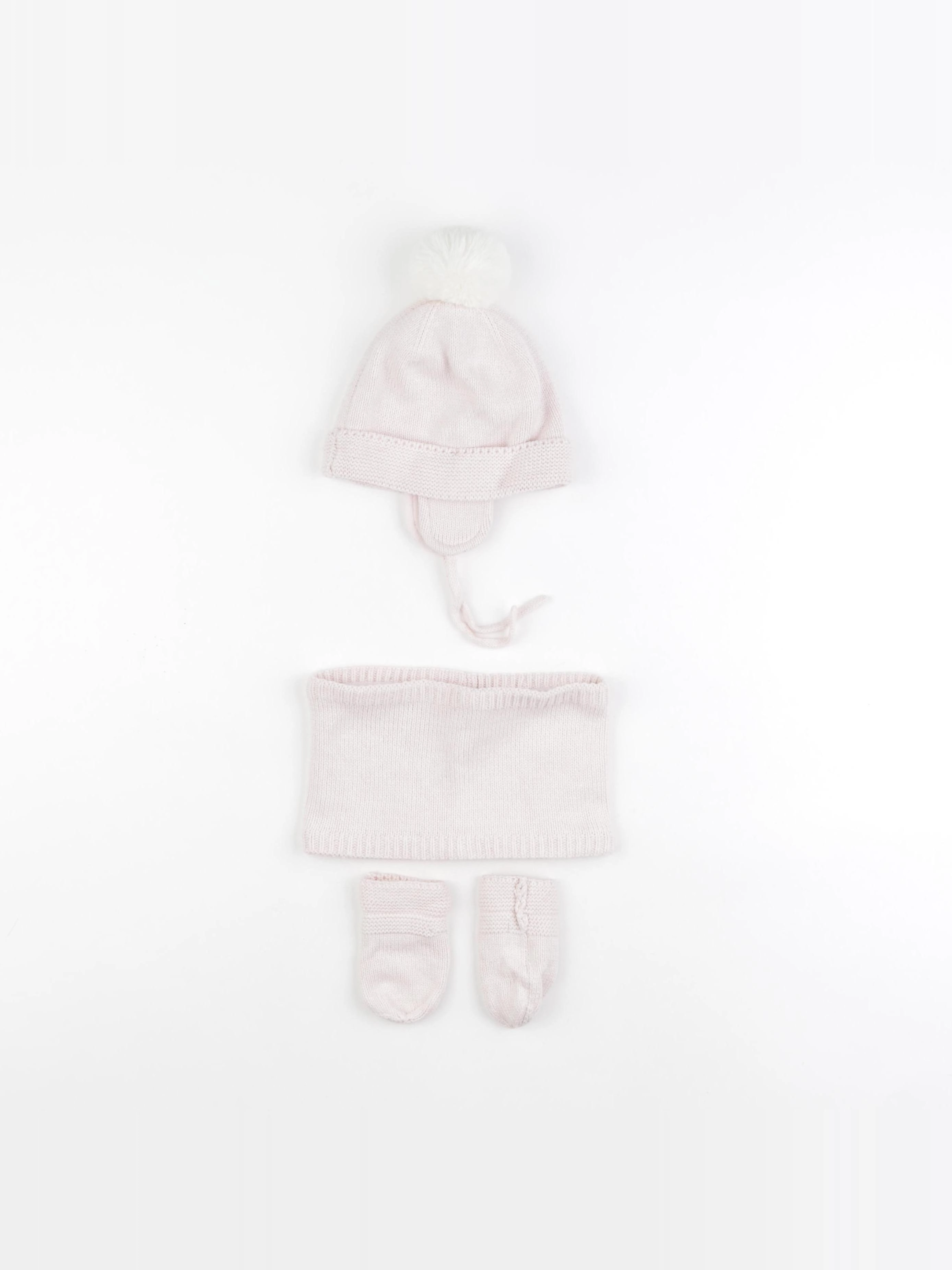 Vertbaudet - ensemble bonnet/moufles/tour de cou rose - 12/18 mois