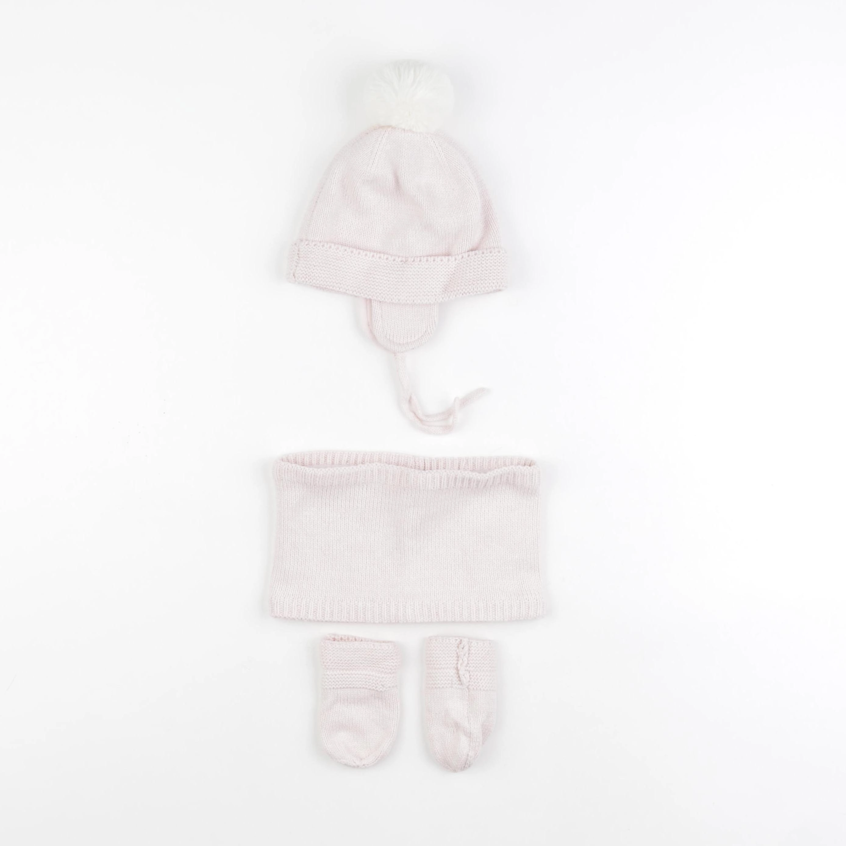Vertbaudet - ensemble bonnet/moufles/tour de cou rose - 12/18 mois