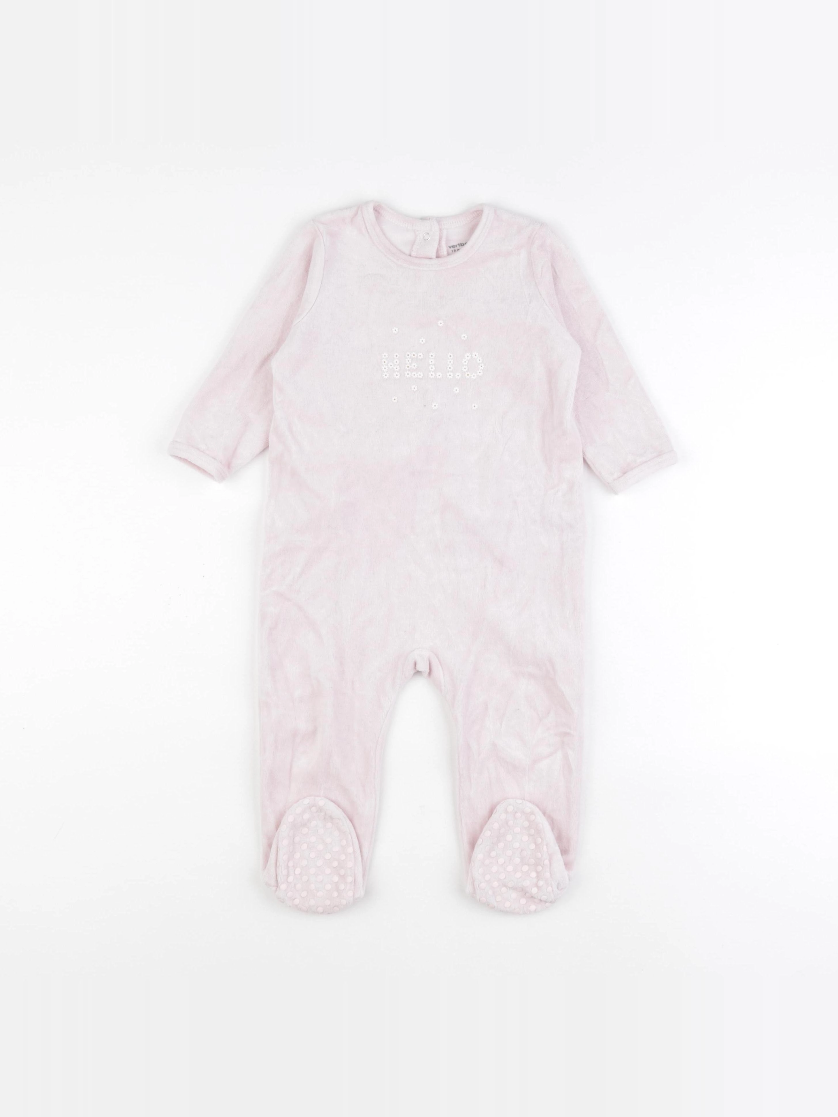 Vertbaudet - pyjama velours rose - 18 mois
