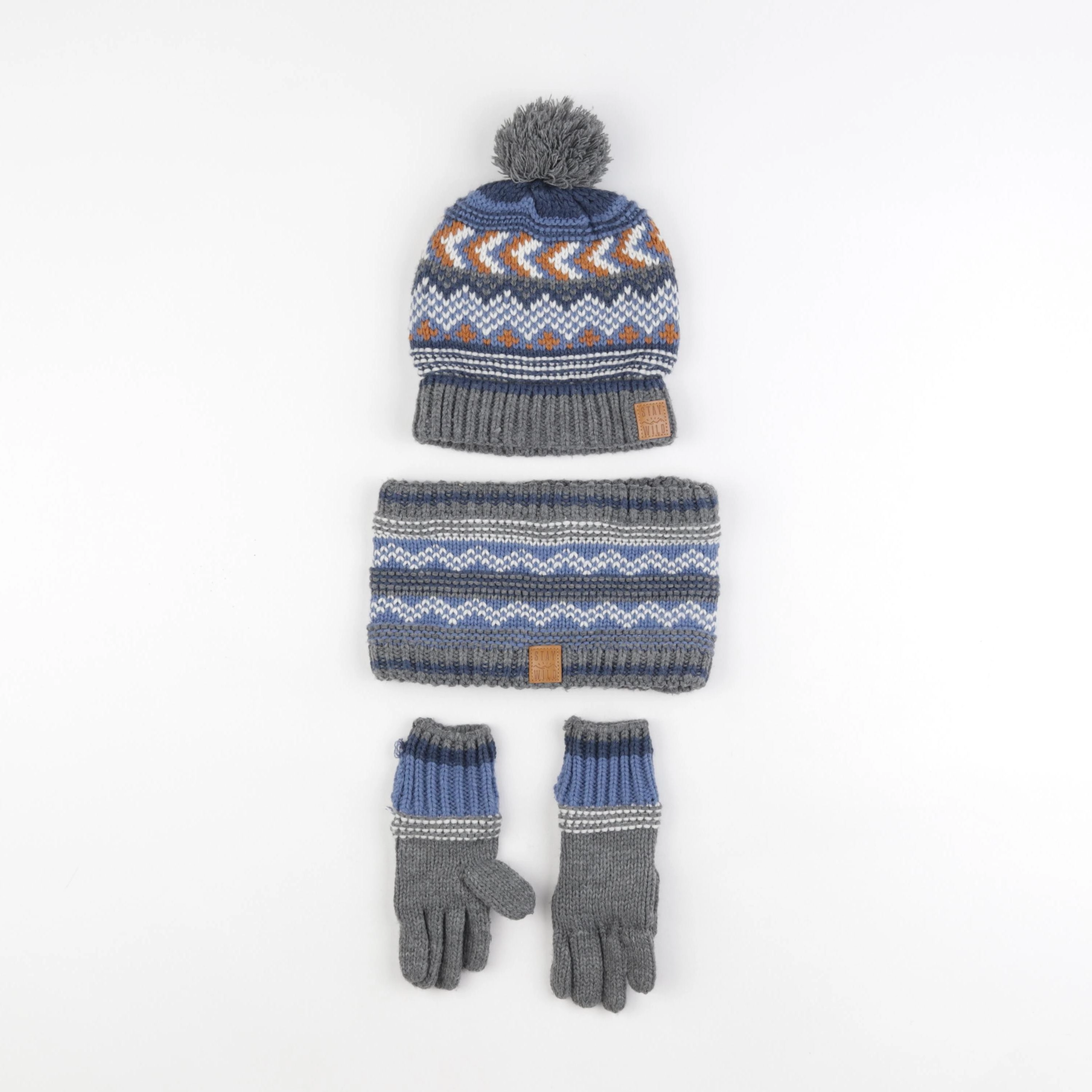 Vertbaudet - ensemble bonnet/moufles/tour de cou bleu - 4/6 ans