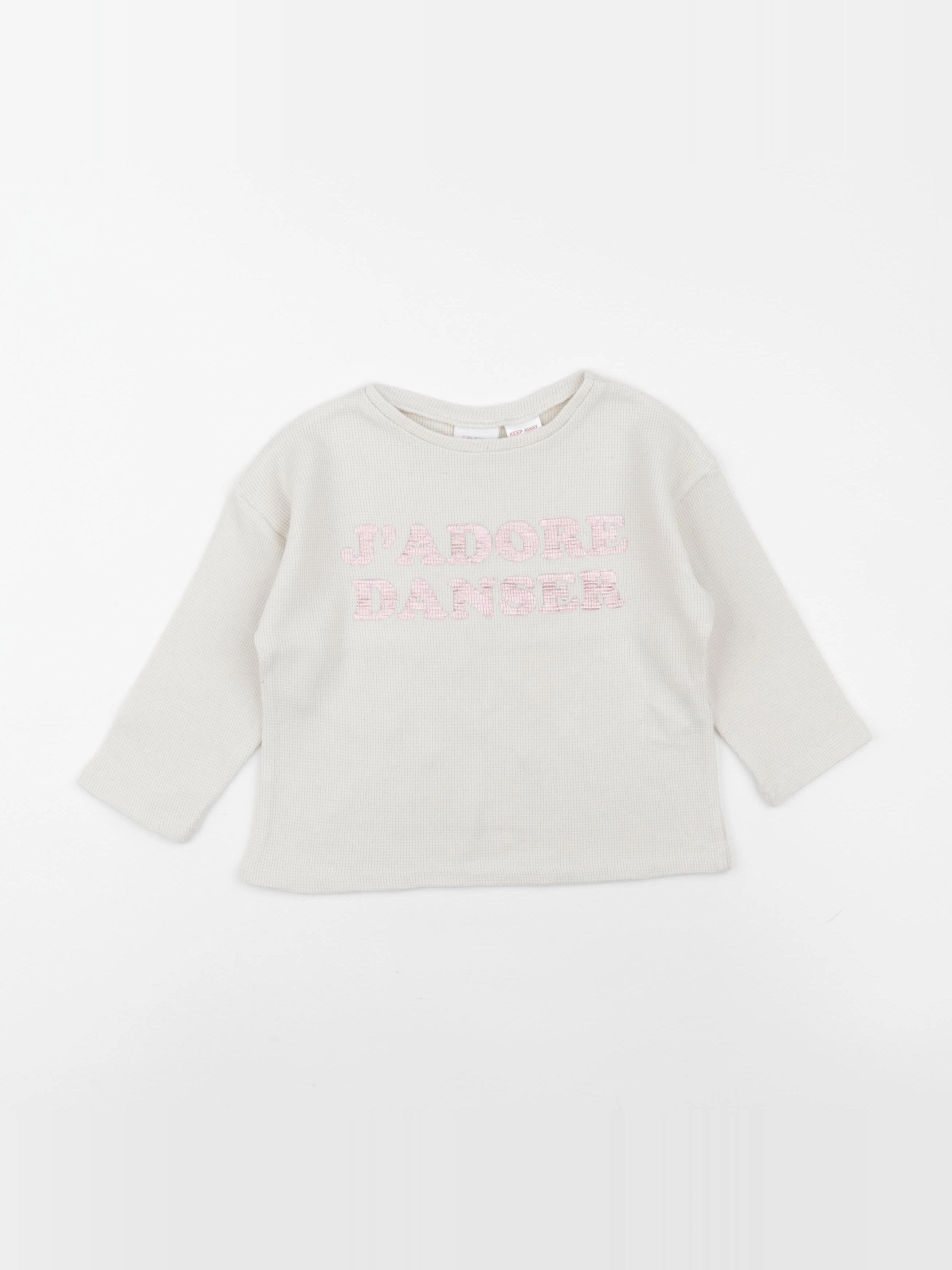 Zara - tee-shirt beige - 2/3 ans