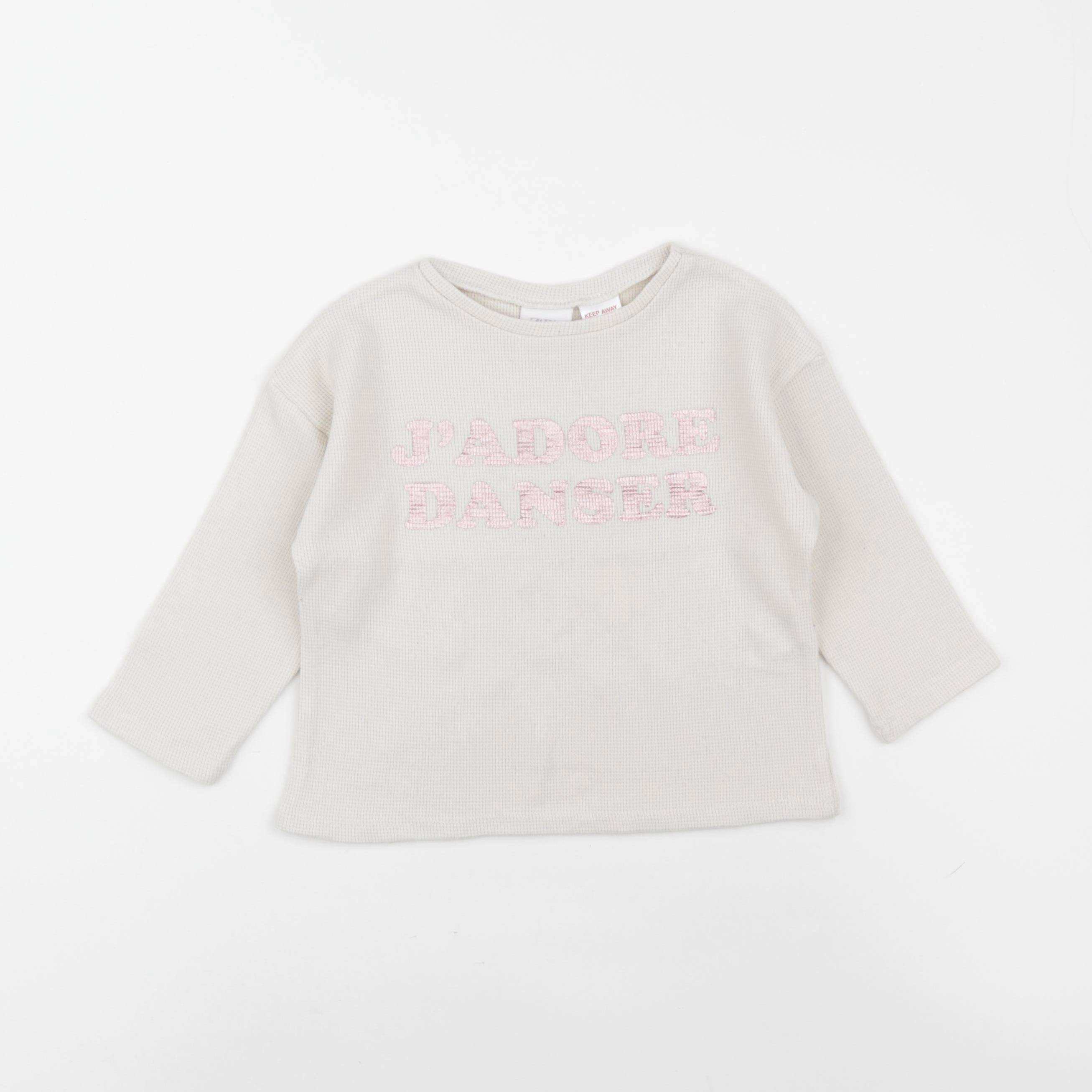 Zara - tee-shirt beige - 2/3 ans