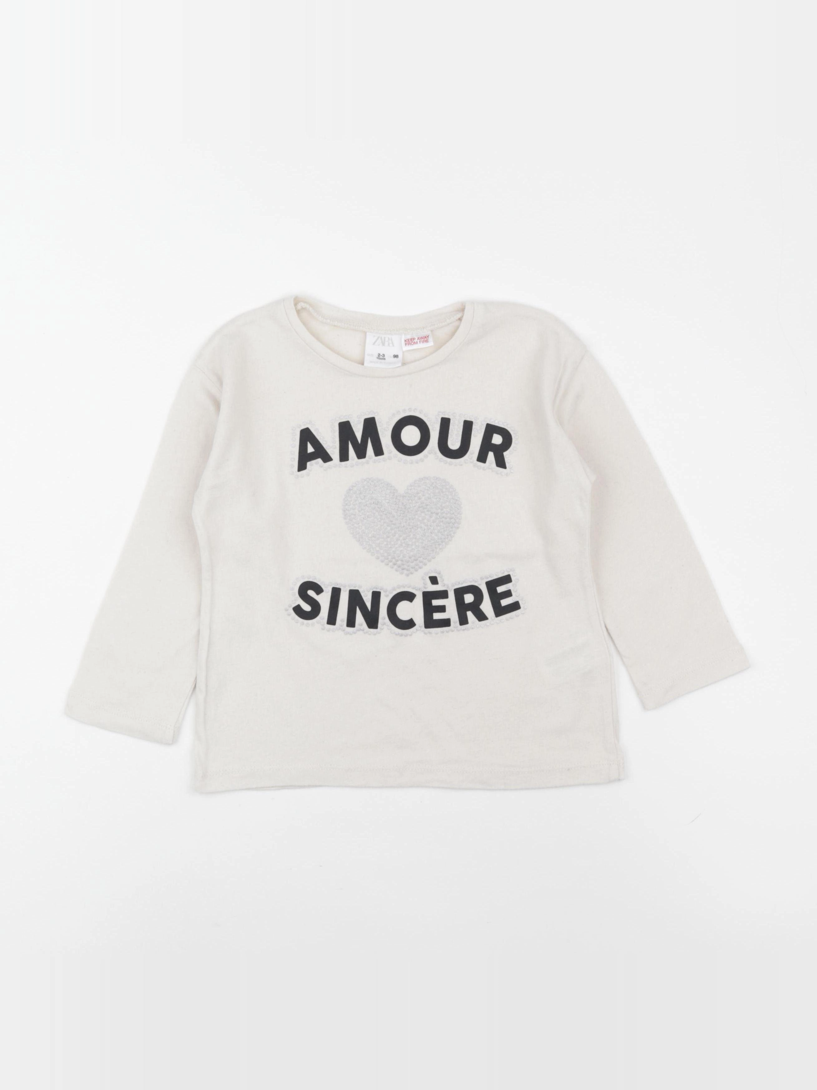 Zara - tee-shirt beige - 2/3 ans