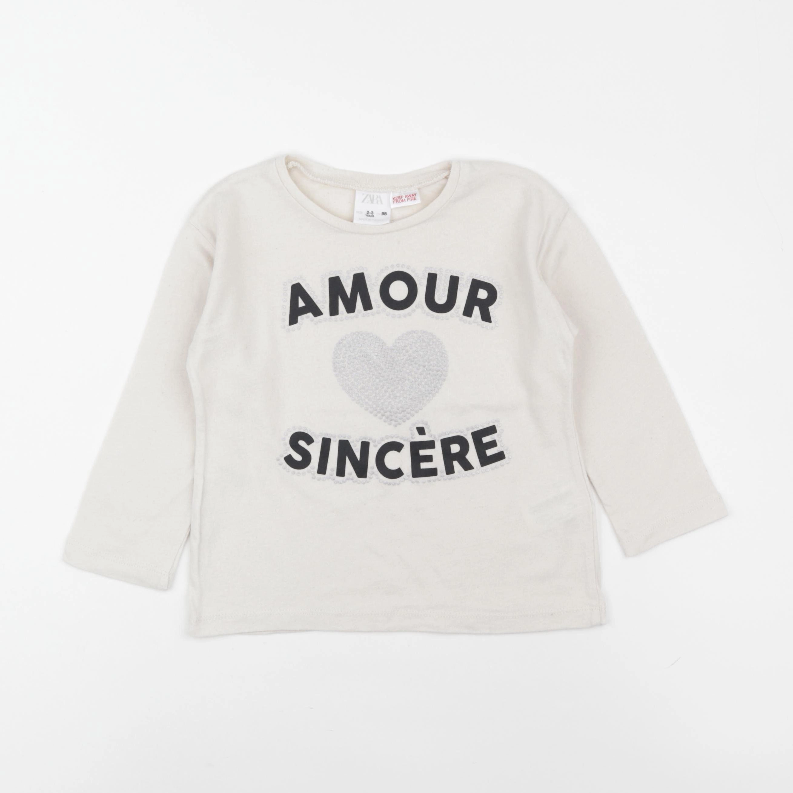 Zara - tee-shirt beige - 2/3 ans