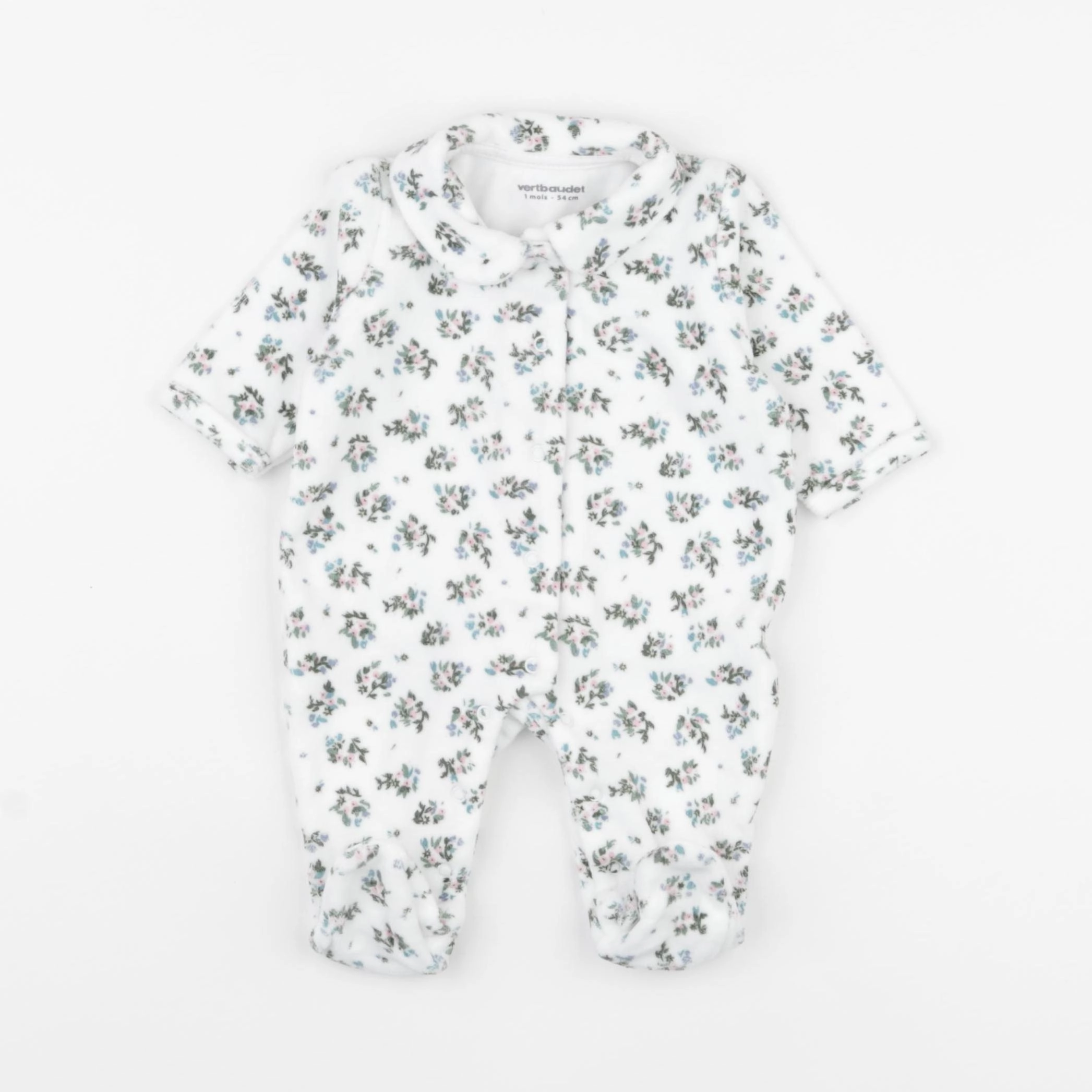 Vertbaudet - pyjama velours blanc - 1 mois