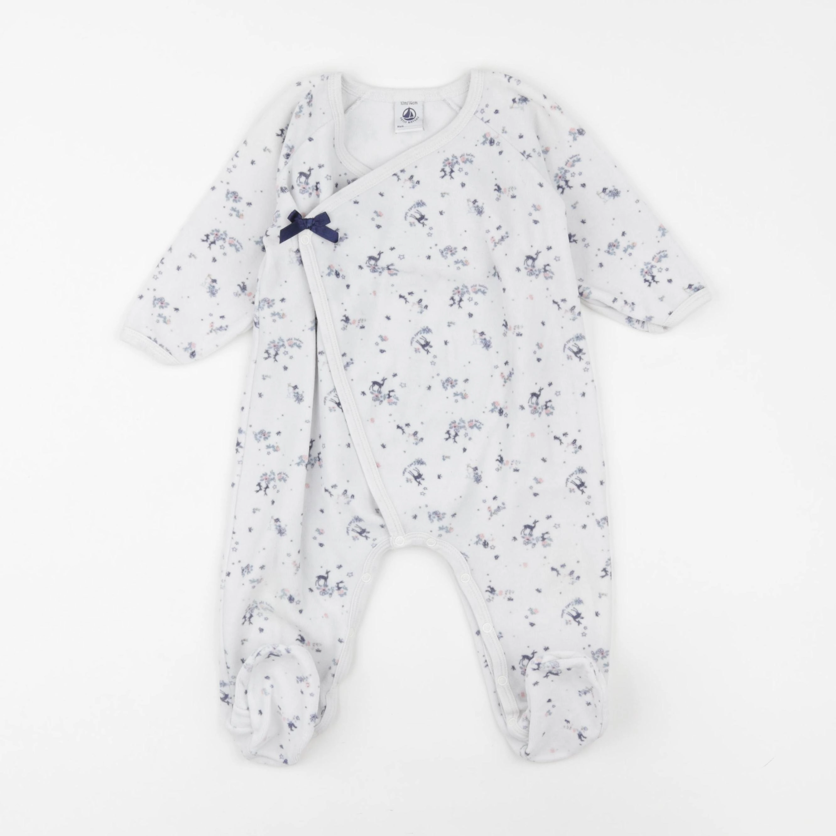 Petit Bateau - pyjama velours bleu - 12 mois