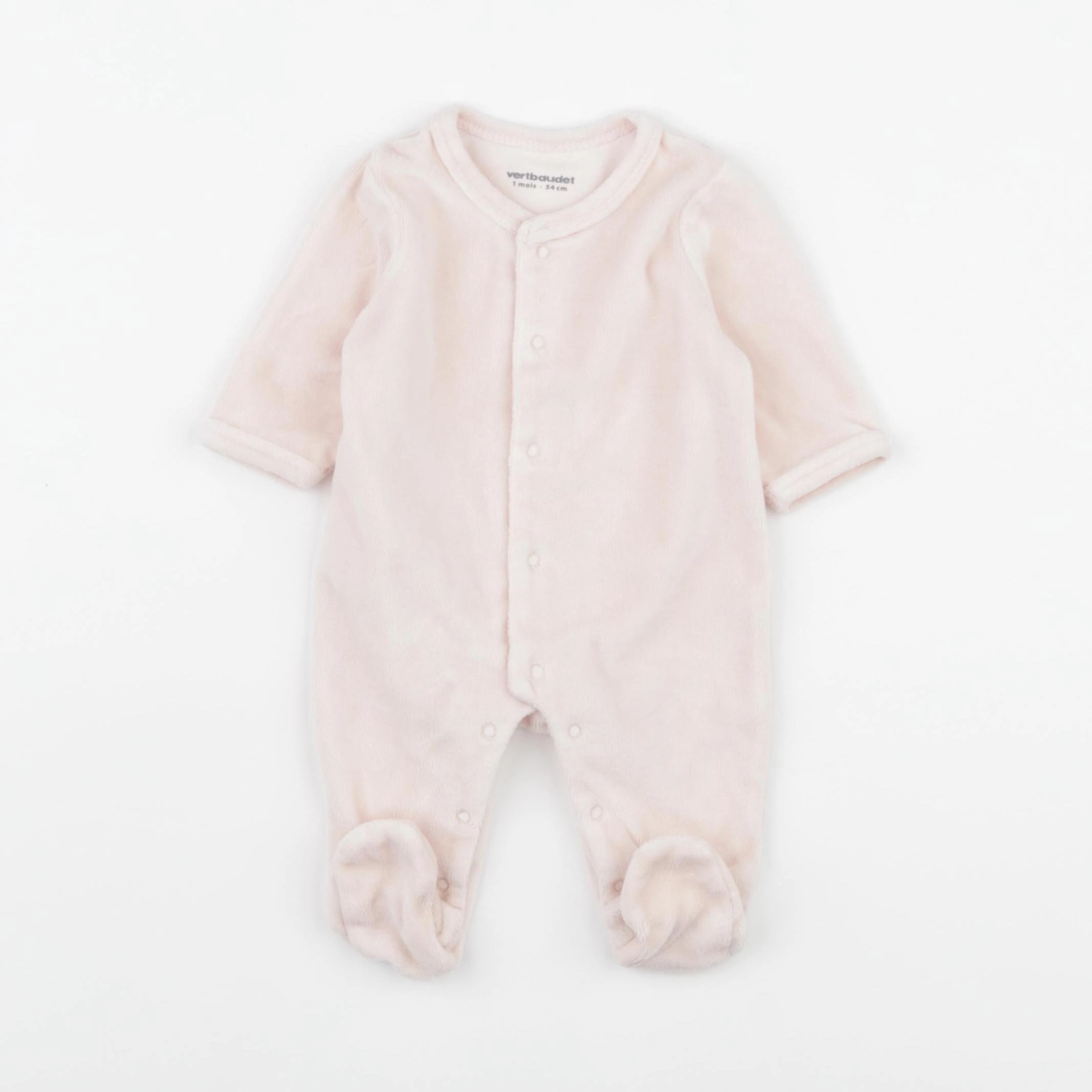 Vertbaudet - pyjama velours rose - 1 mois