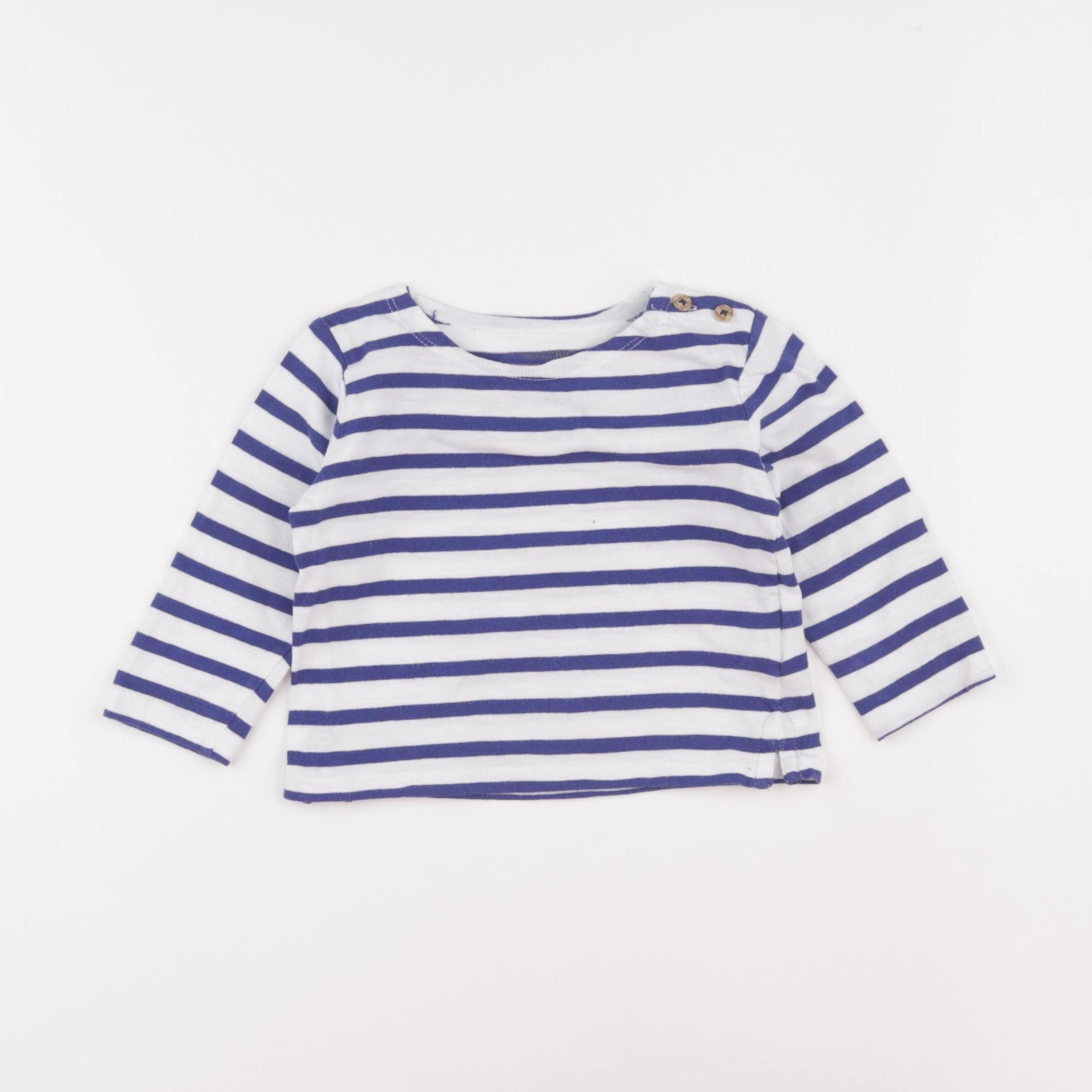 Boutchou - tee-shirt bleu, blanc - 12 mois