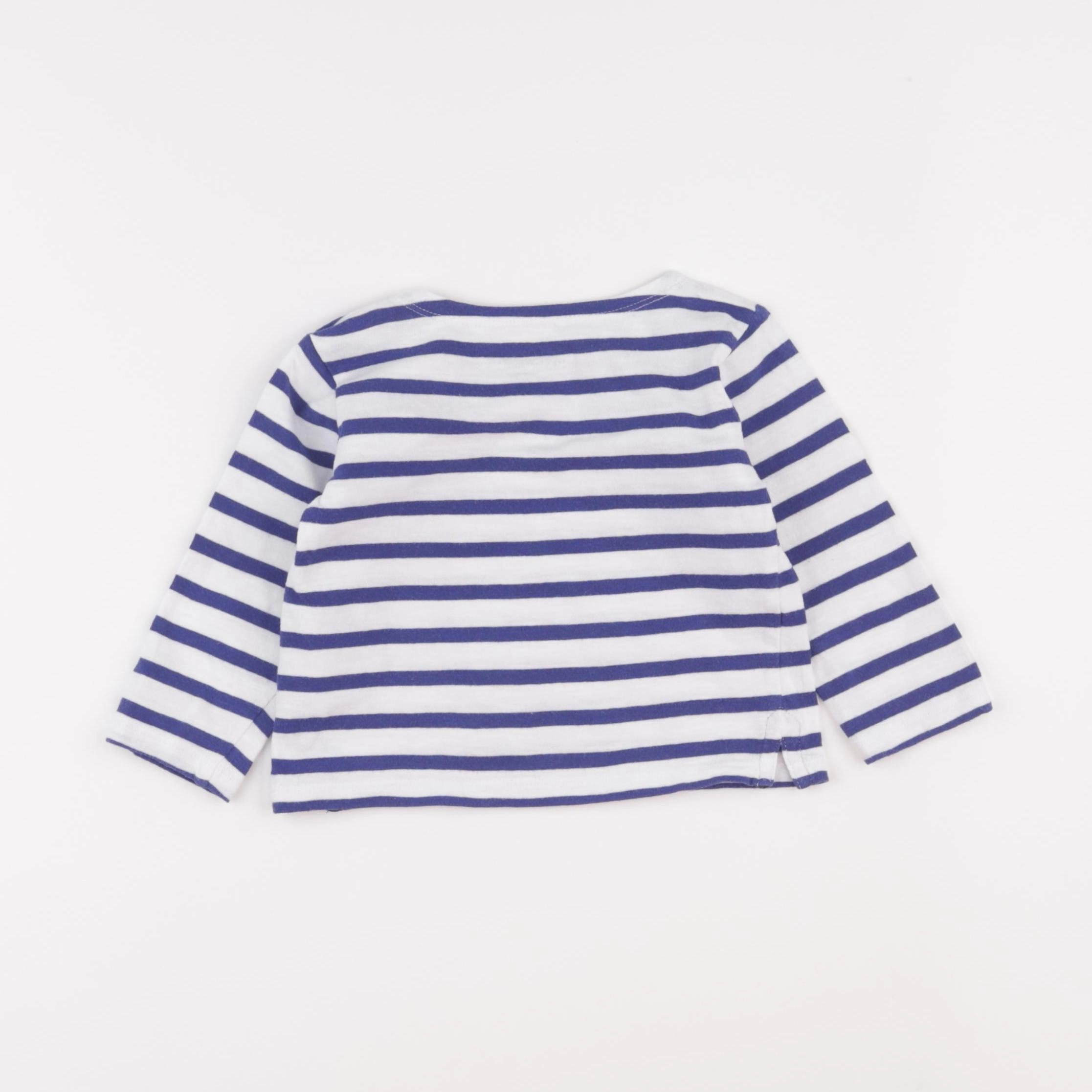 Boutchou - tee-shirt bleu, blanc - 12 mois