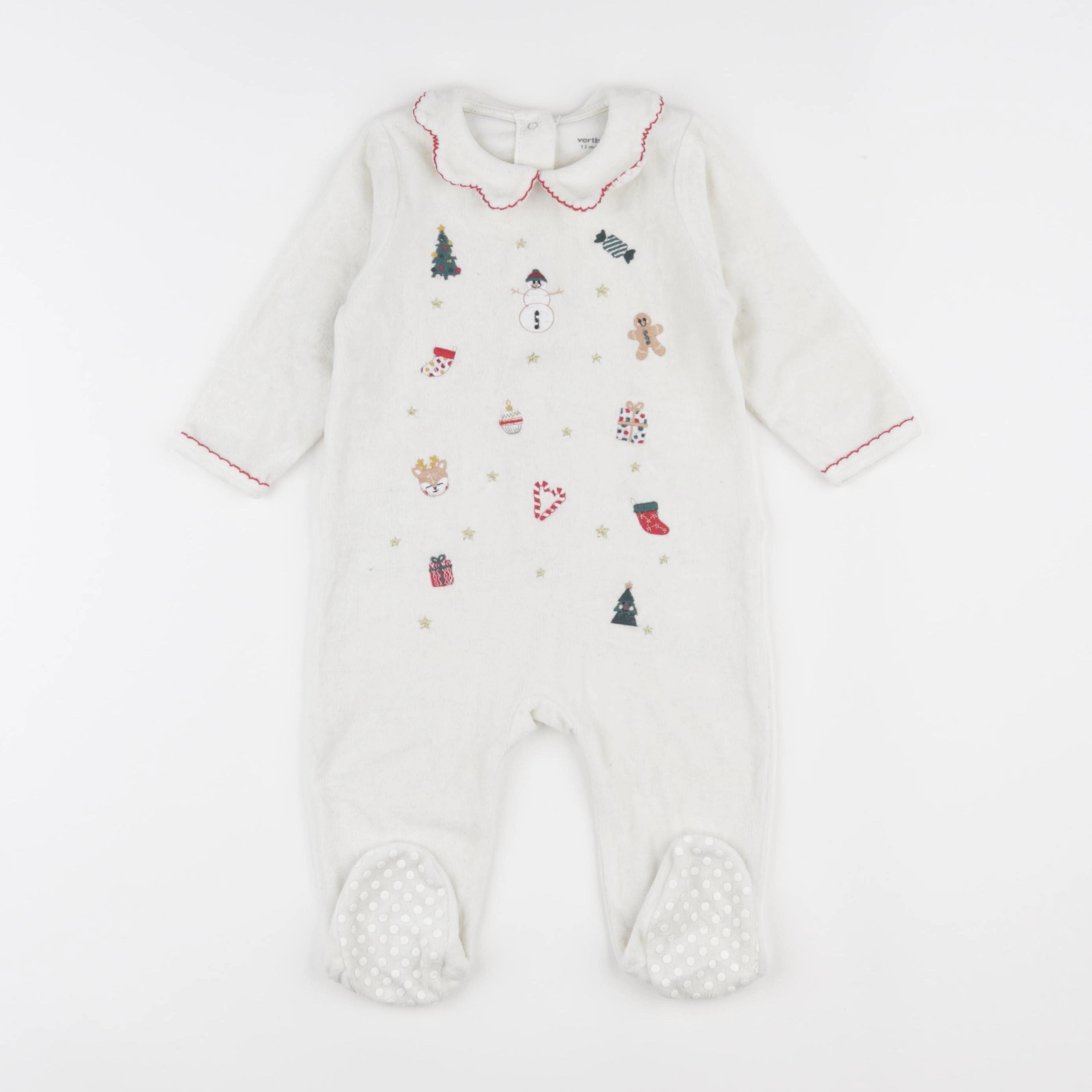 Vertbaudet - pyjama velours blanc - 12 mois